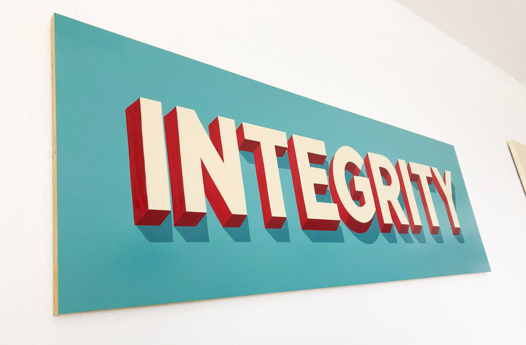 hand painted sign "integrity"