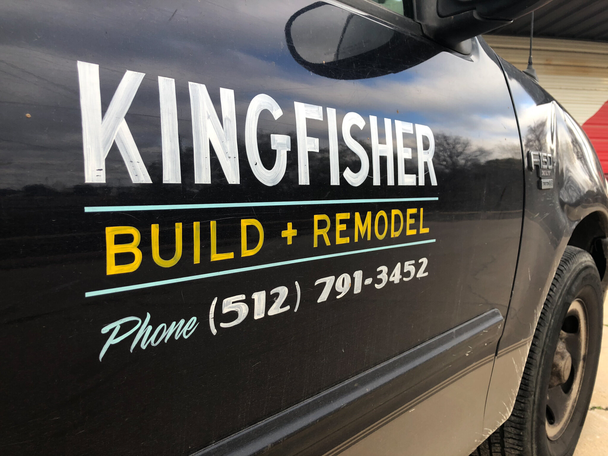 handpainted truck for Kingfisher - build and remodel by manning signs 