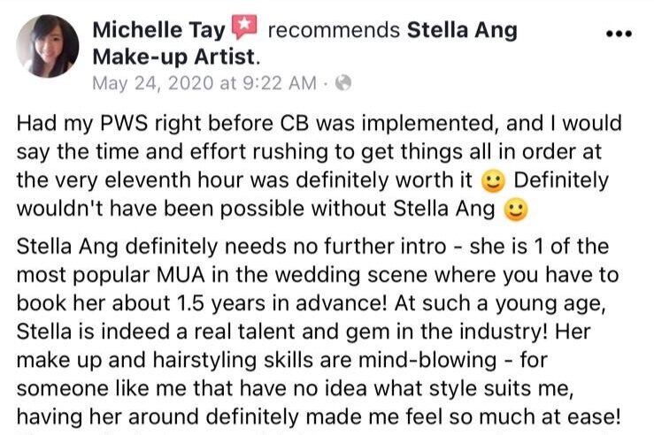 Stella Ang Make Up - Singapore Bridal MUA - Client Testimonials