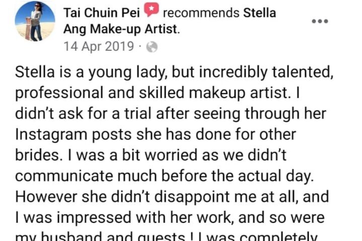 Stella Ang Make Up - Singapore Bridal MUA - Client Testimonials