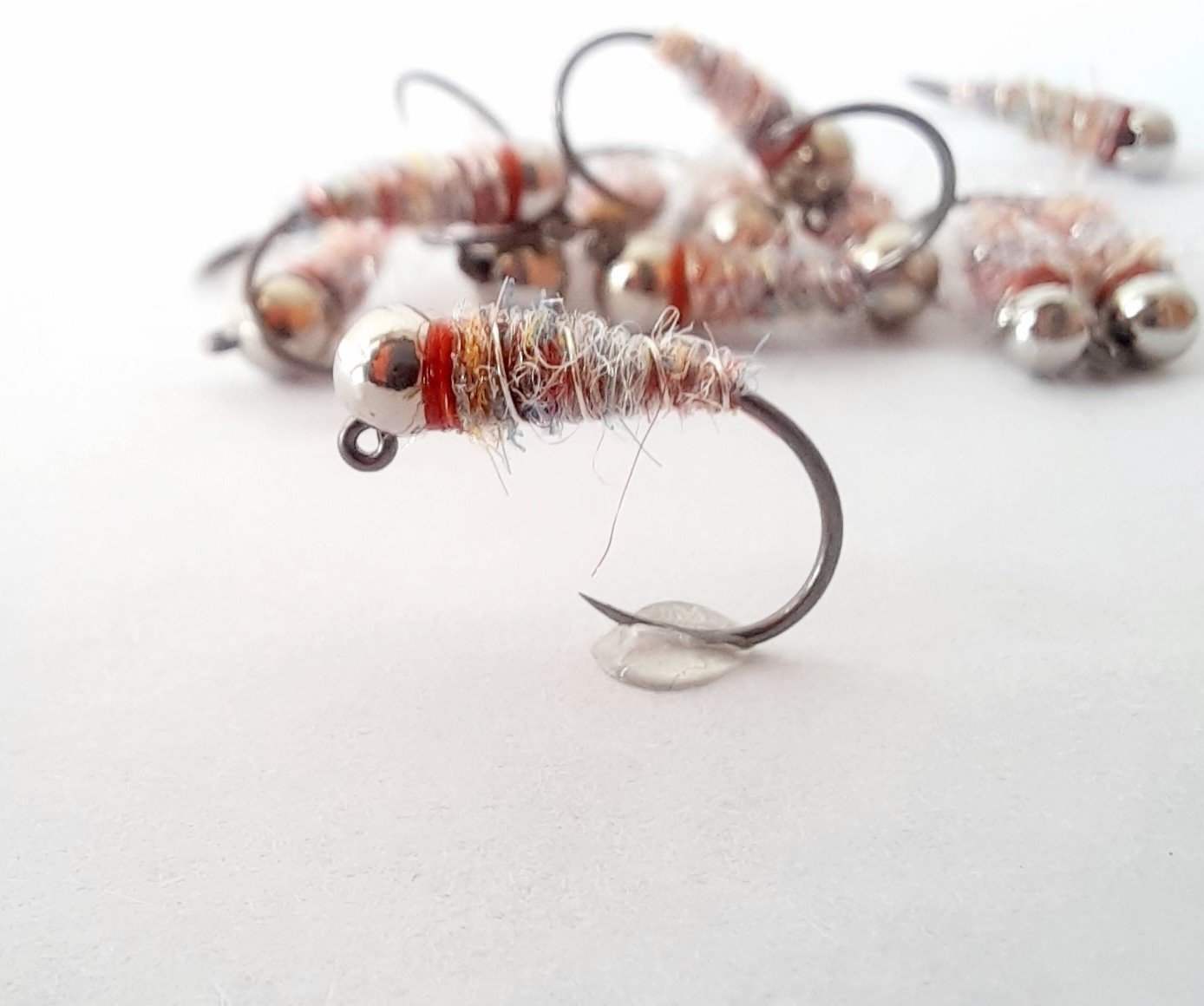 4 - Rainbow Surveyor Jig - Tungsten. Euro Nymph. Jig. Colorado Trout Flies. Barbless. Jig Hooks. Bead Head Nymph. Fly Fishing Flies.