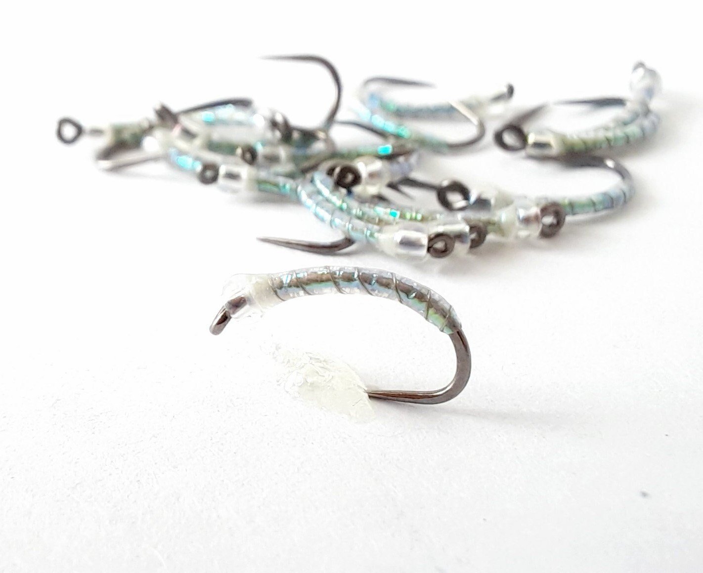 4 - Epoxy Pearl Midge - Midges and Emergers. Chironomids. UV. Barbless. Fly Fishing Flies. Colorado Trout Flies.