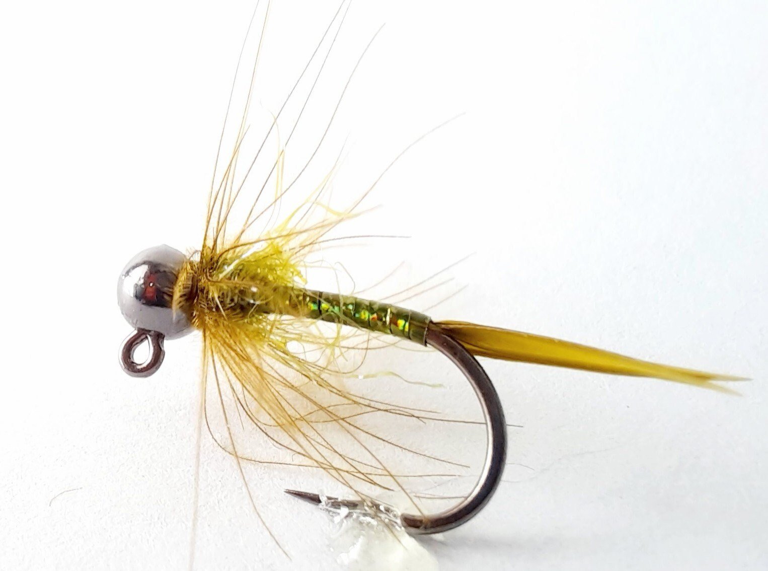 4 - Olive CDC Jig - Euro Nymphs. Tungsten Jigs. Fly Fishing Flies. Colorado Trout Flies. Barbless.