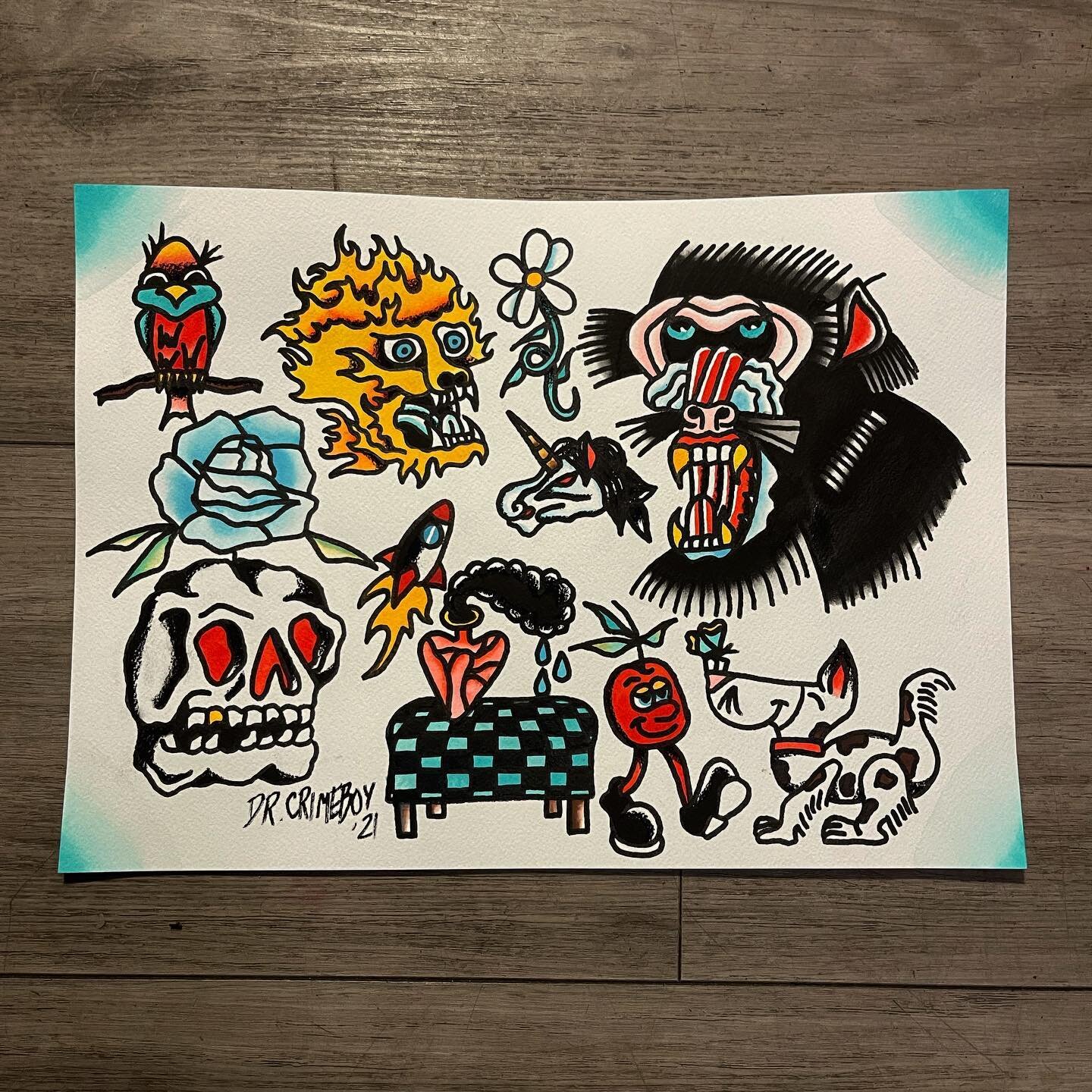 Hi new flash thank you !
#tattooflash #tradworkers #flashsheet #americantraditional #bright_and_bold #paperworkers #thepaperworkers #flashtattoo @saidanddonetattoo #traditionalbangers