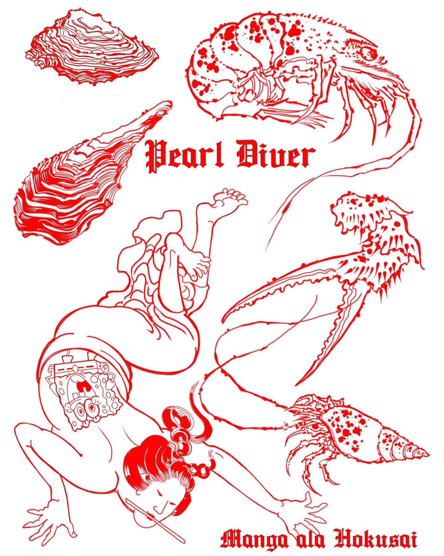 Some crabby flash inspired by Hokusai&rsquo;s manga! Email me at gavihahn@gmail.com to grab one! 
@saidanddonetattoo @826boston