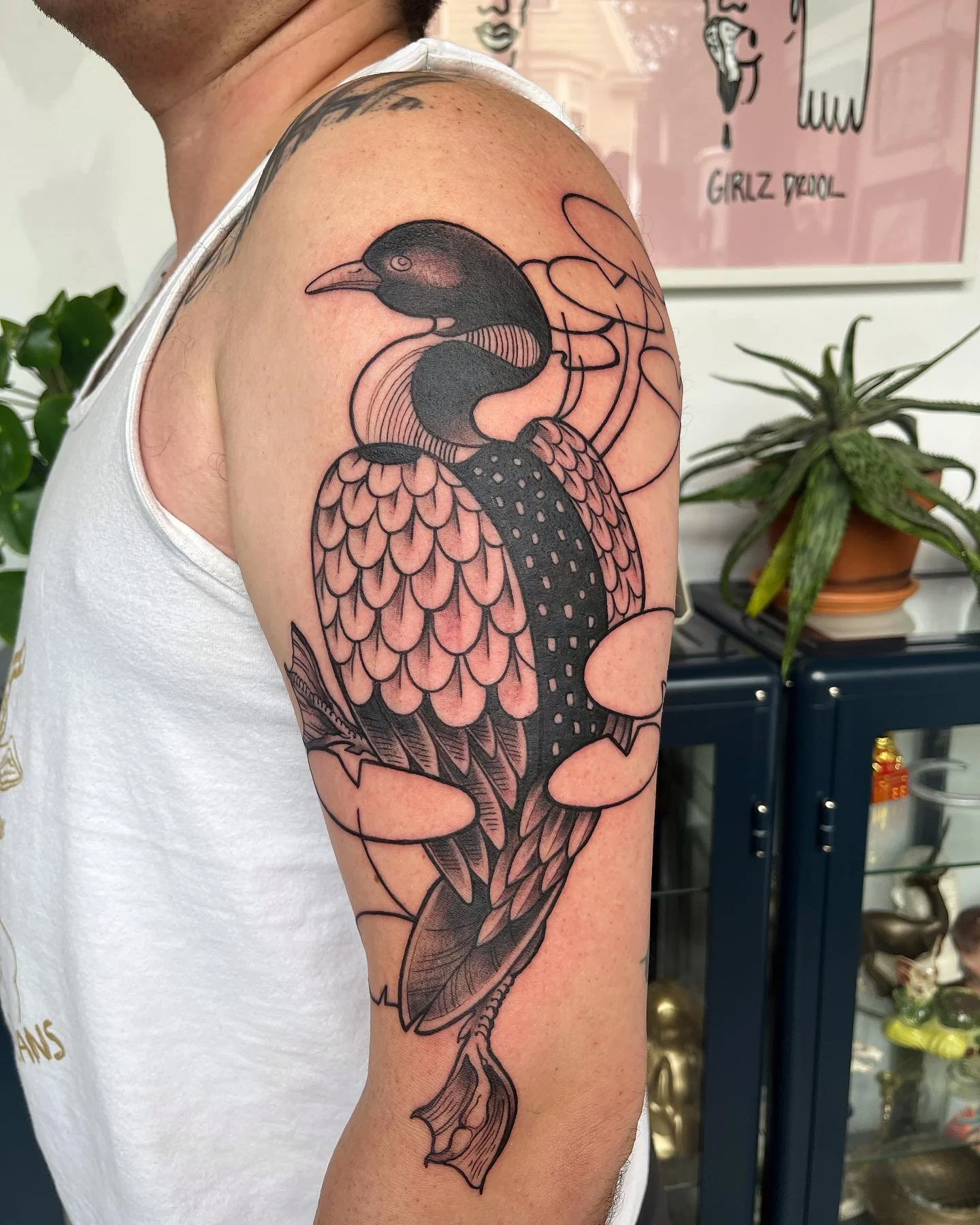 Great start to a half sleeve for Jordan. Thanks for the good chat! @saidanddonetattoo #loon