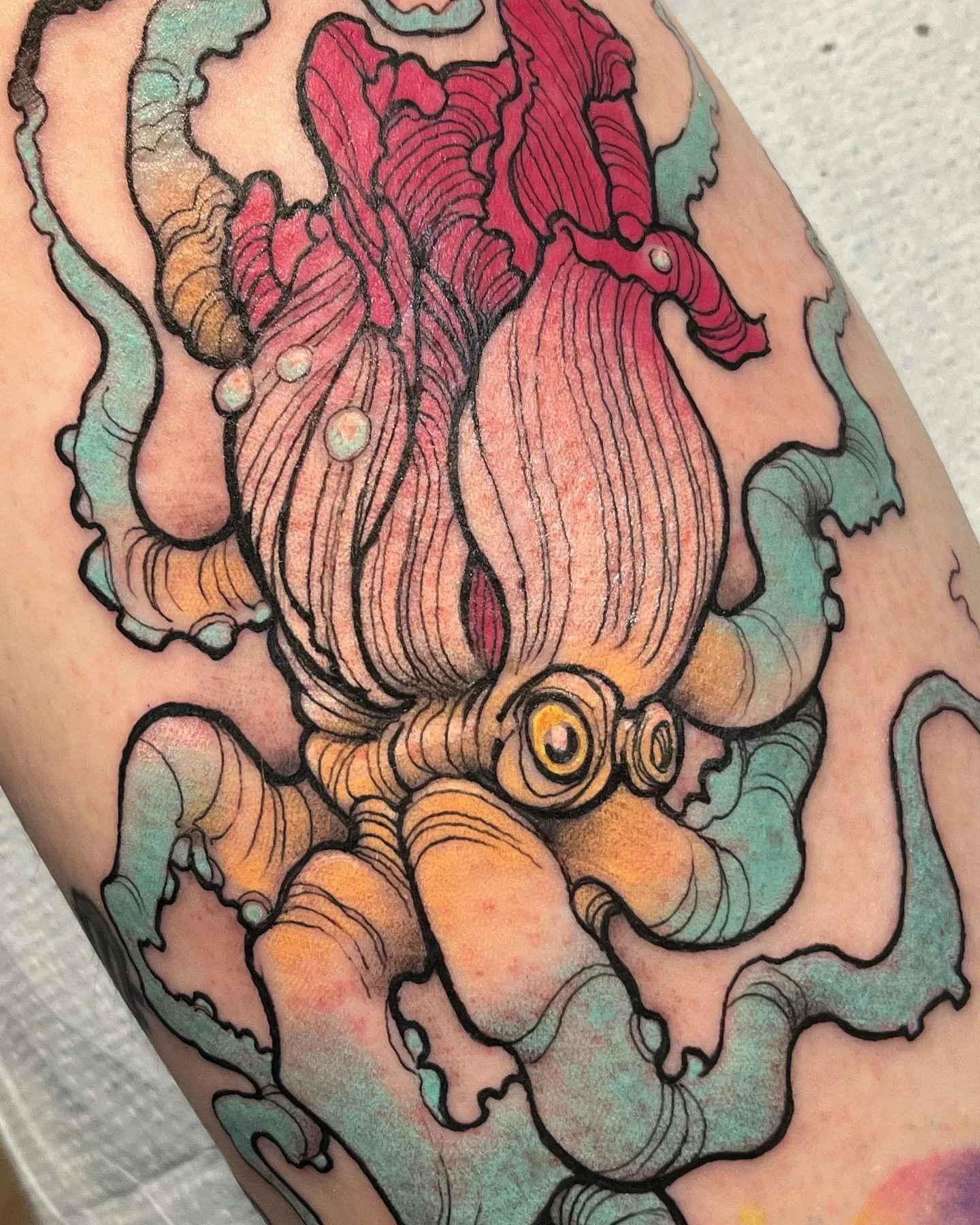Octopus wrapper 
.
.
.
.
.
.
.
.
.
#boston #tattoo #colortattoo #octopustattoo #queertattoo #queertattooartist #everywhereisqueer
