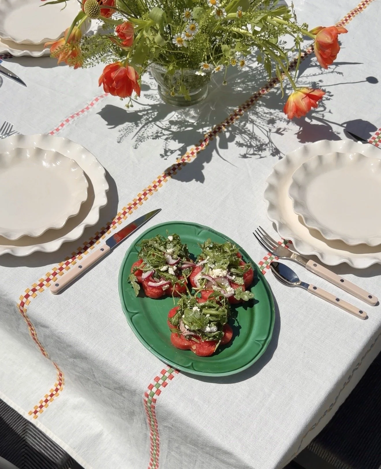 Watermelon Stack Salad with Arugula &amp; Feta