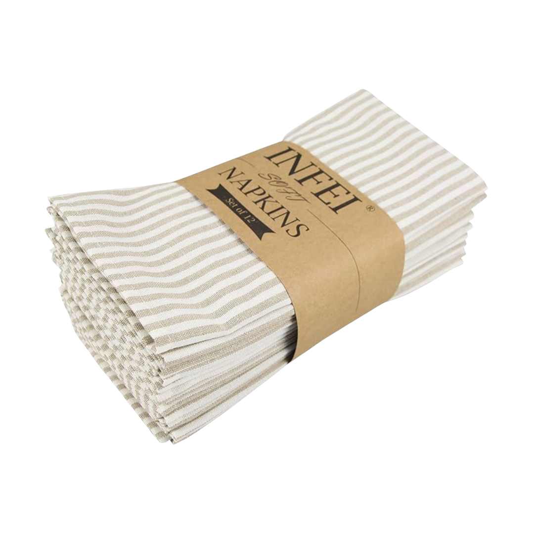 Striped Cotton Linen Blend Napkins