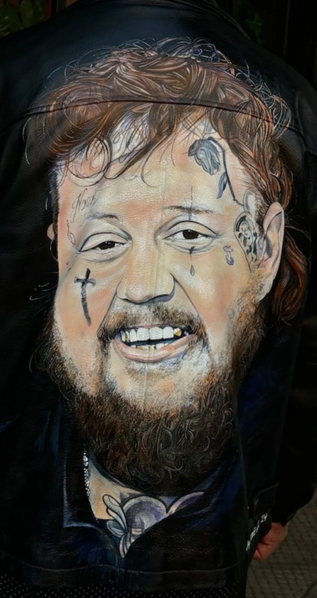 Acrylic on leather jacket