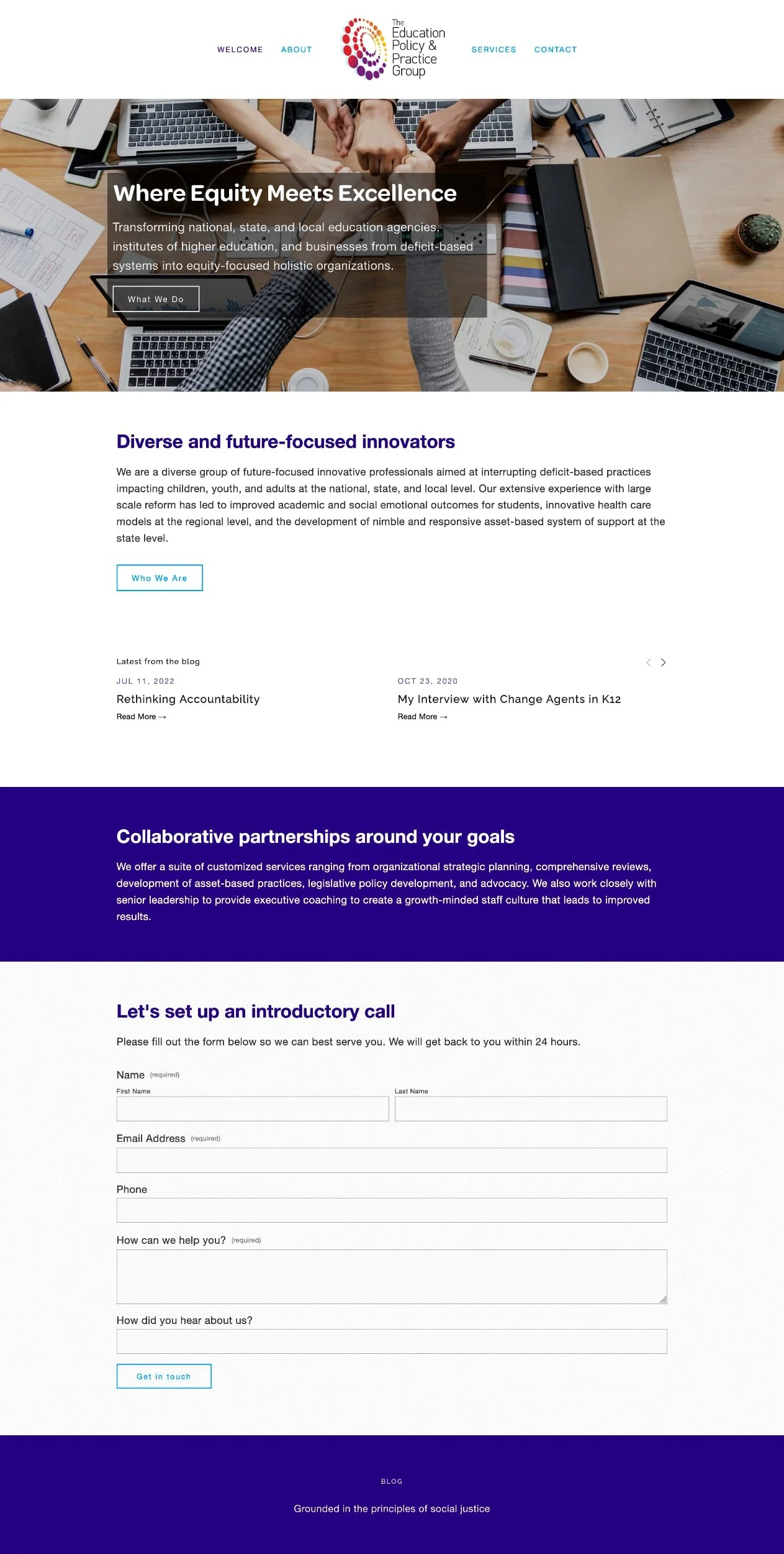 A screenshot of Kate's original website homepage
