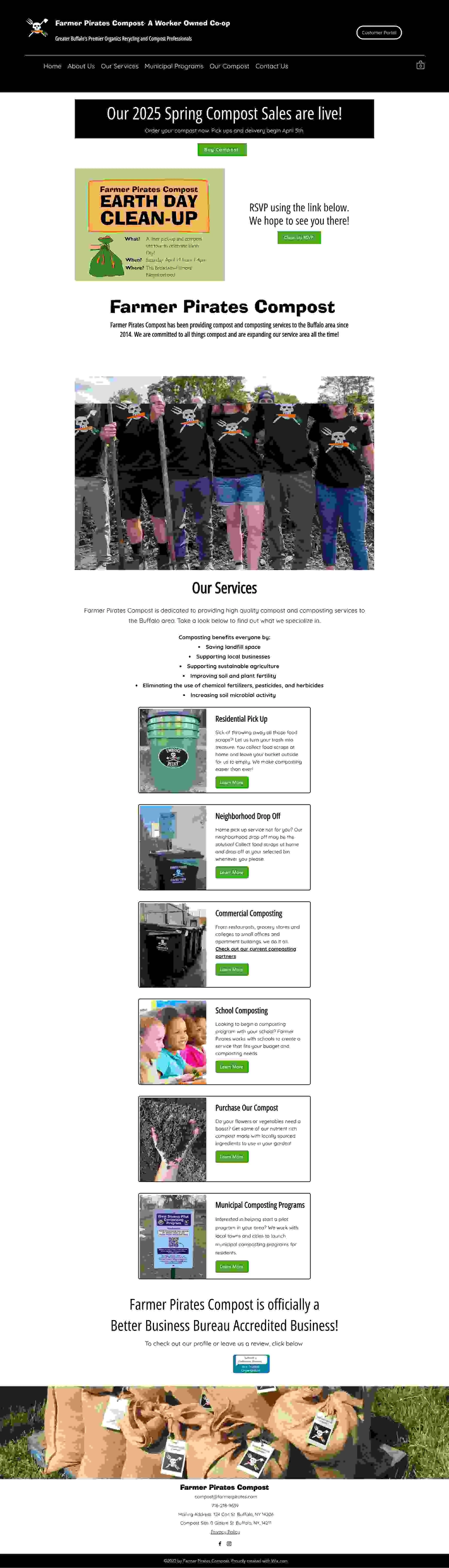 A screenshot of Farmer Pirates old website homepage