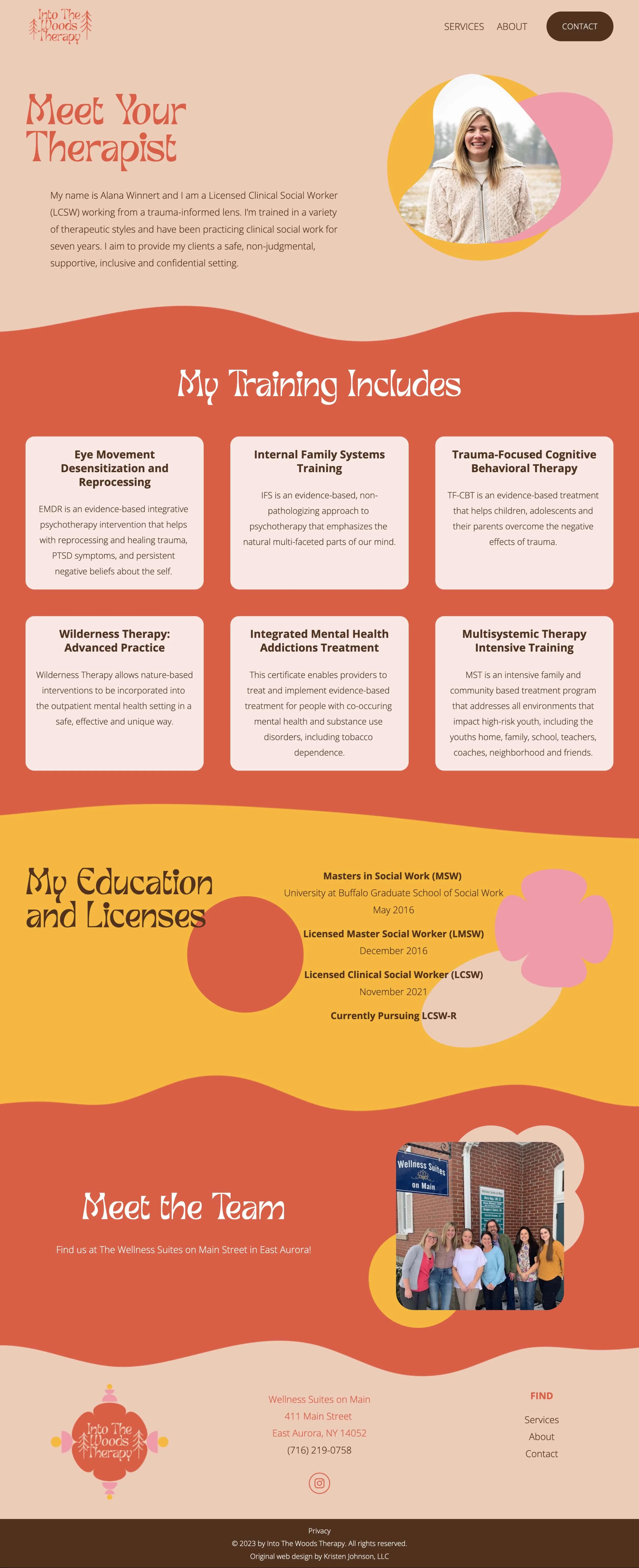 A screenshot of Alana Winnert's new website About page