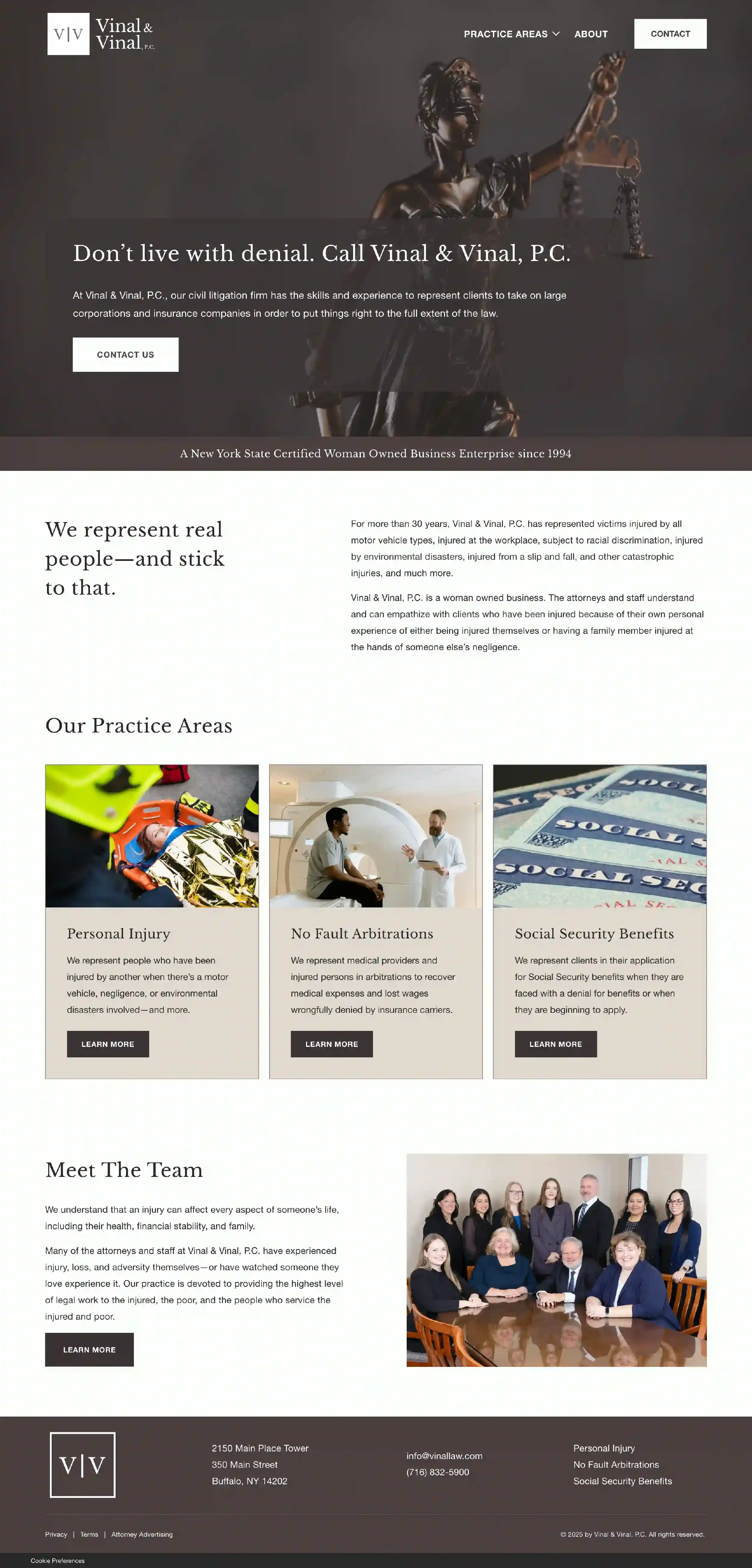 A screenshot of Vinal & Vinal's new website home page