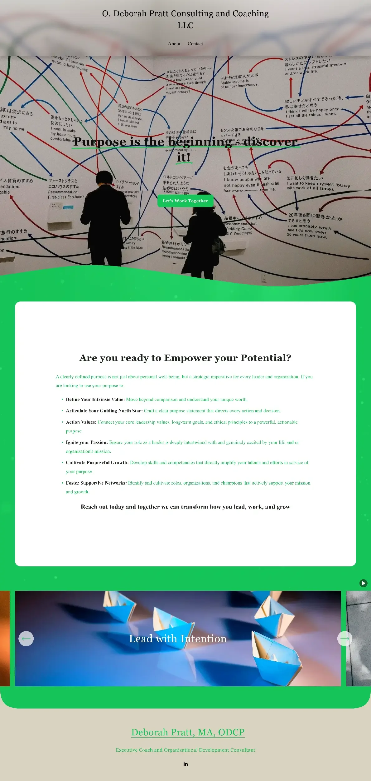 A screenshot of Deborah's old website home page