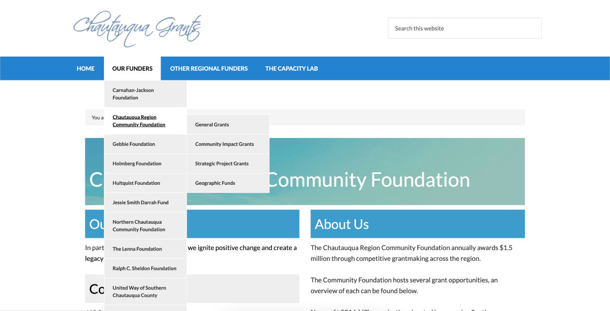 A look at the original Chautauqua Grants website