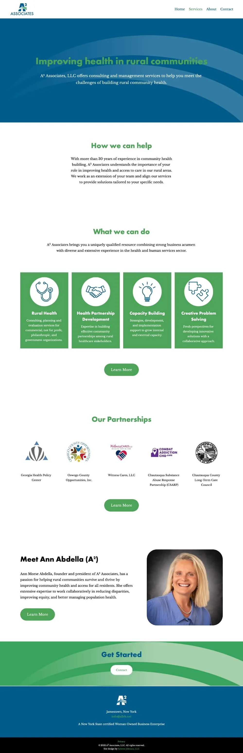 The new website home page for Ann Abdella