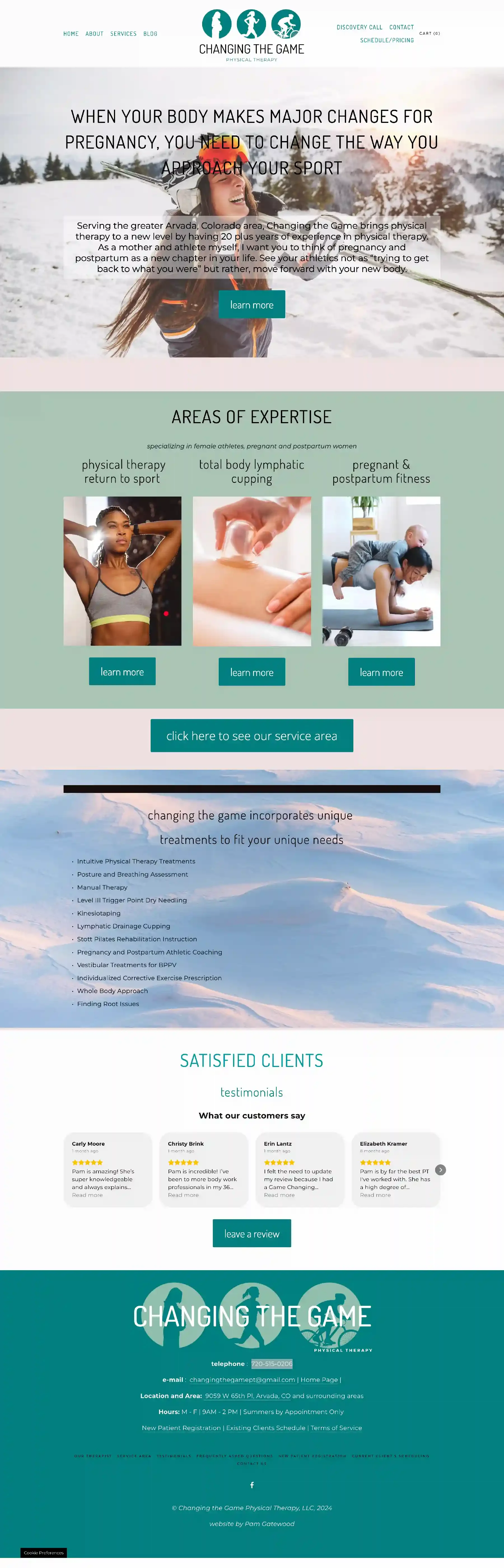 A screenshot of Pam's old website home page