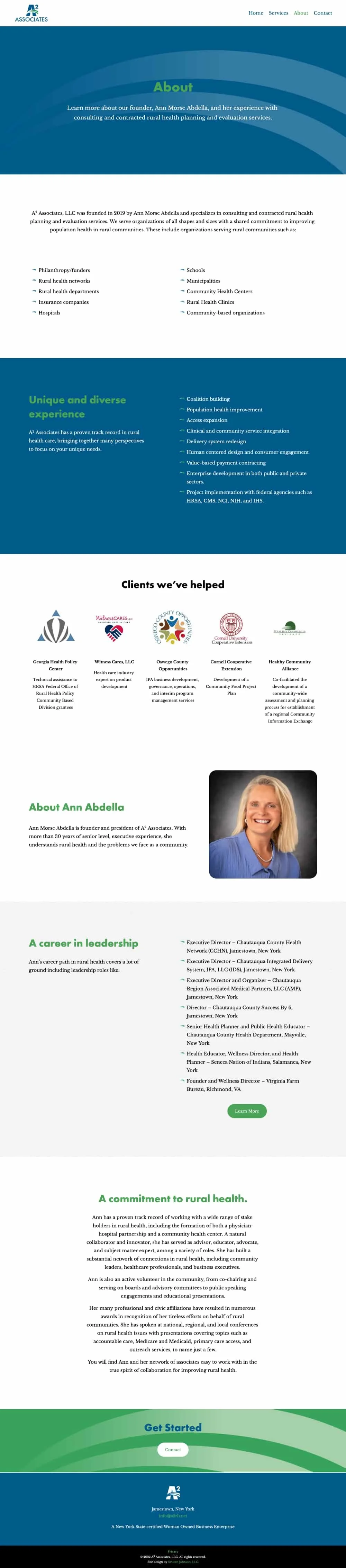 The new website About page for Ann Abdella