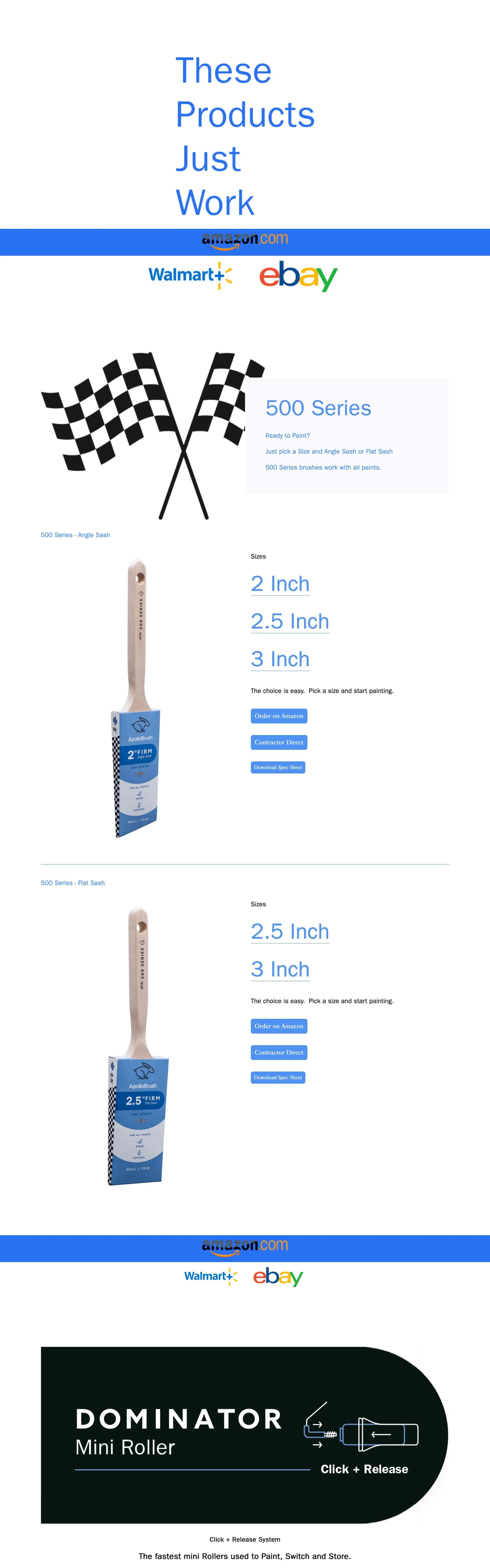A screenshot of the old Apollo Brush website homepage