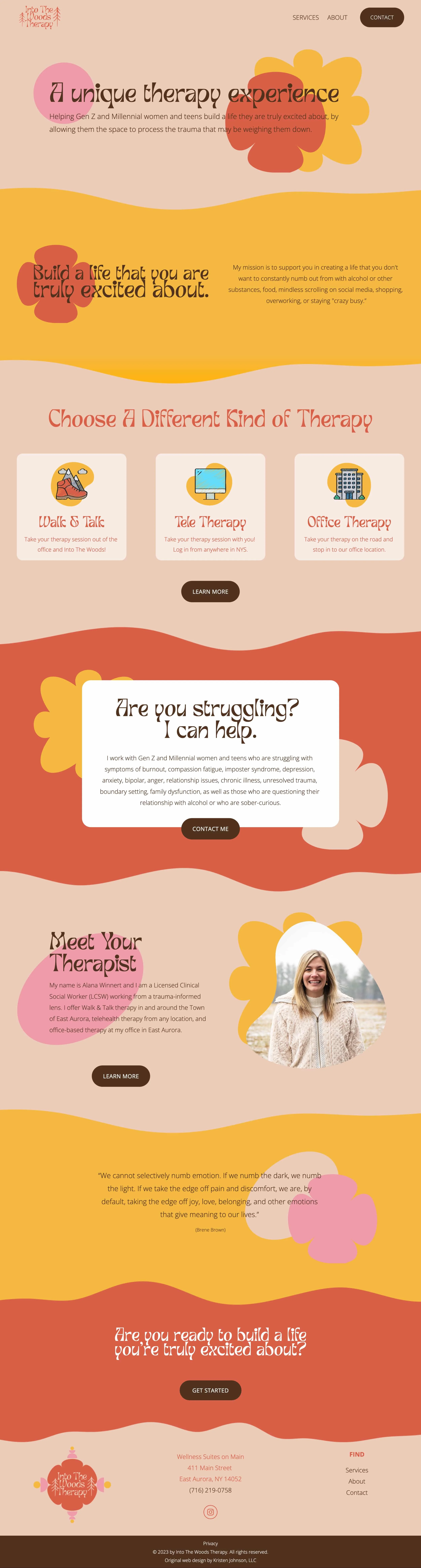 A screenshot of Alana Winnert's new website home page