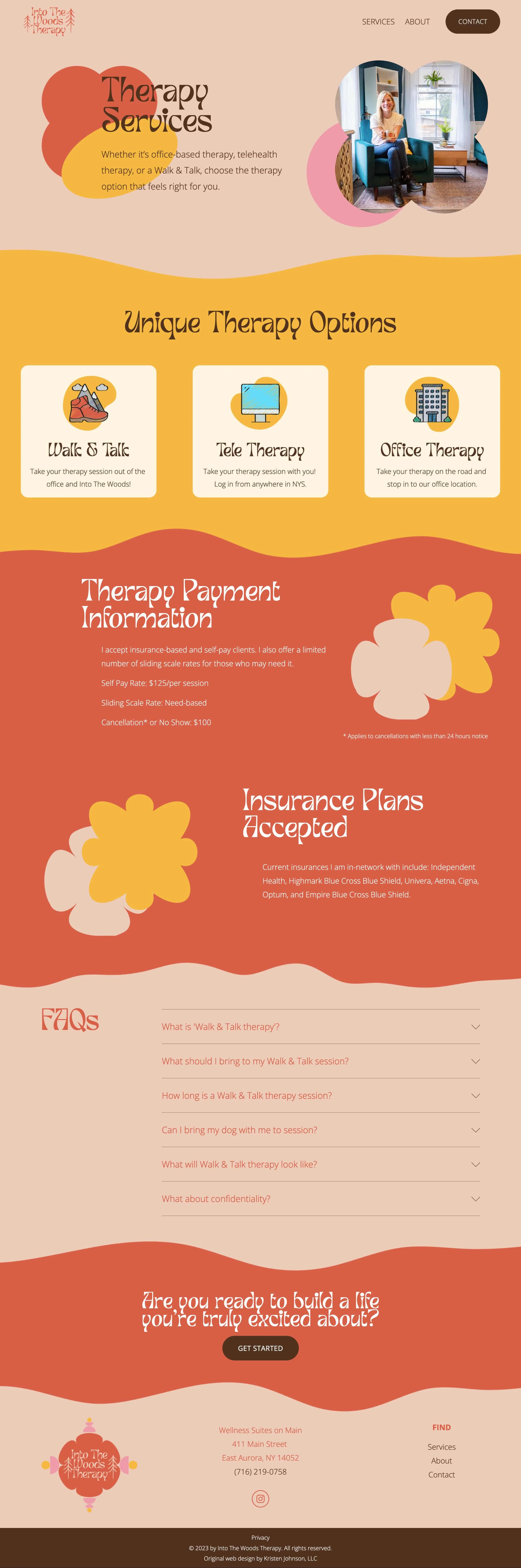 A screenshot of Alana Winnert's new website Services page