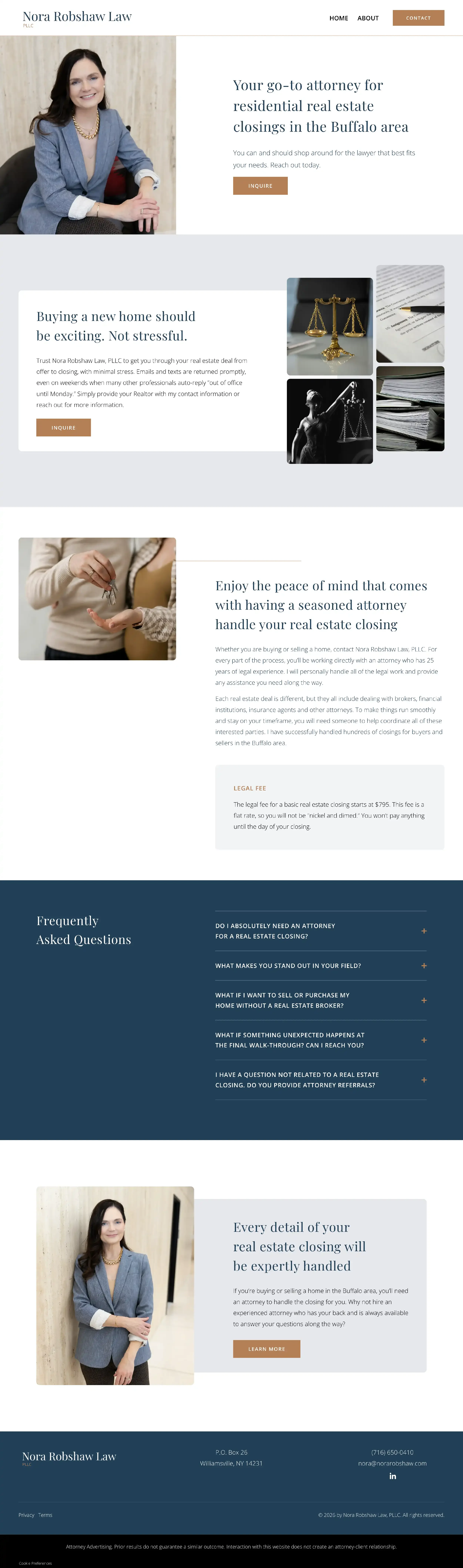A screenshot of Nora Robshaw's website home page