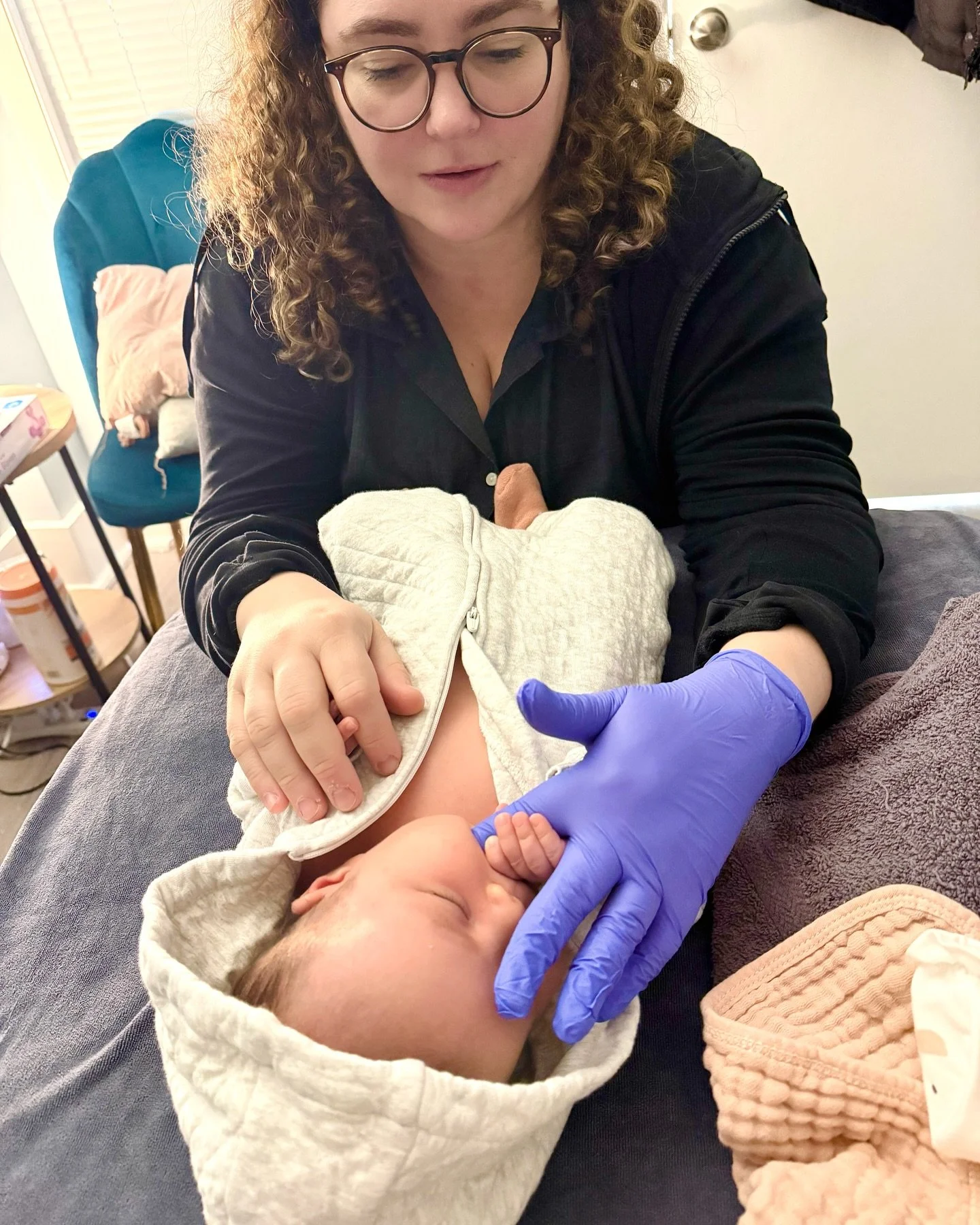 This little girl is 5 weeks old, recovering from tongue tie surgery. We&rsquo;ve been doing CranioSacral Therapy sessions to help relieve body tension. She guided my finger deep into her mouth and held it there for 5 minutes while she zoned out in a 