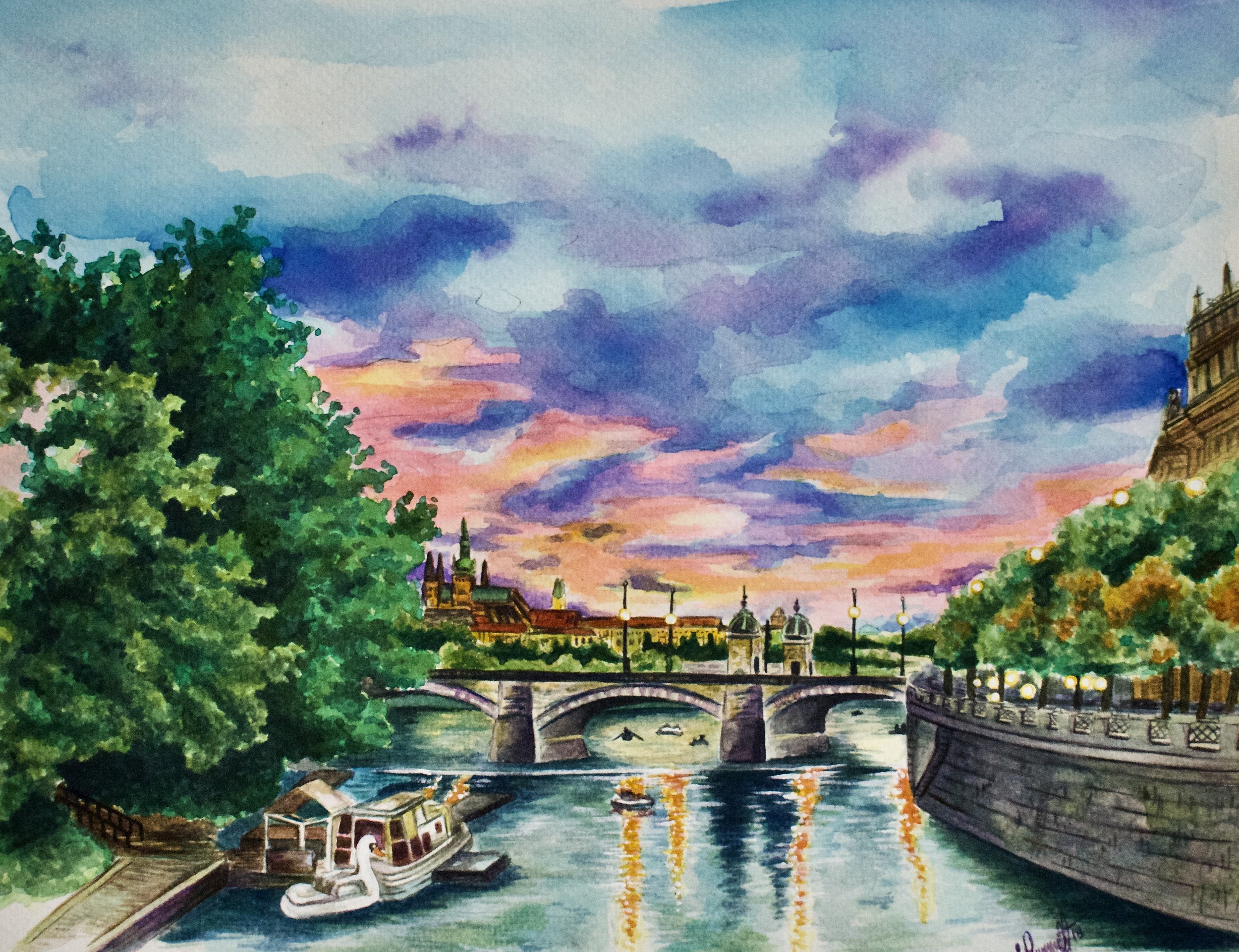 Prague, Czech Republic, 2018 - 2019 - Watercolor on Paper
