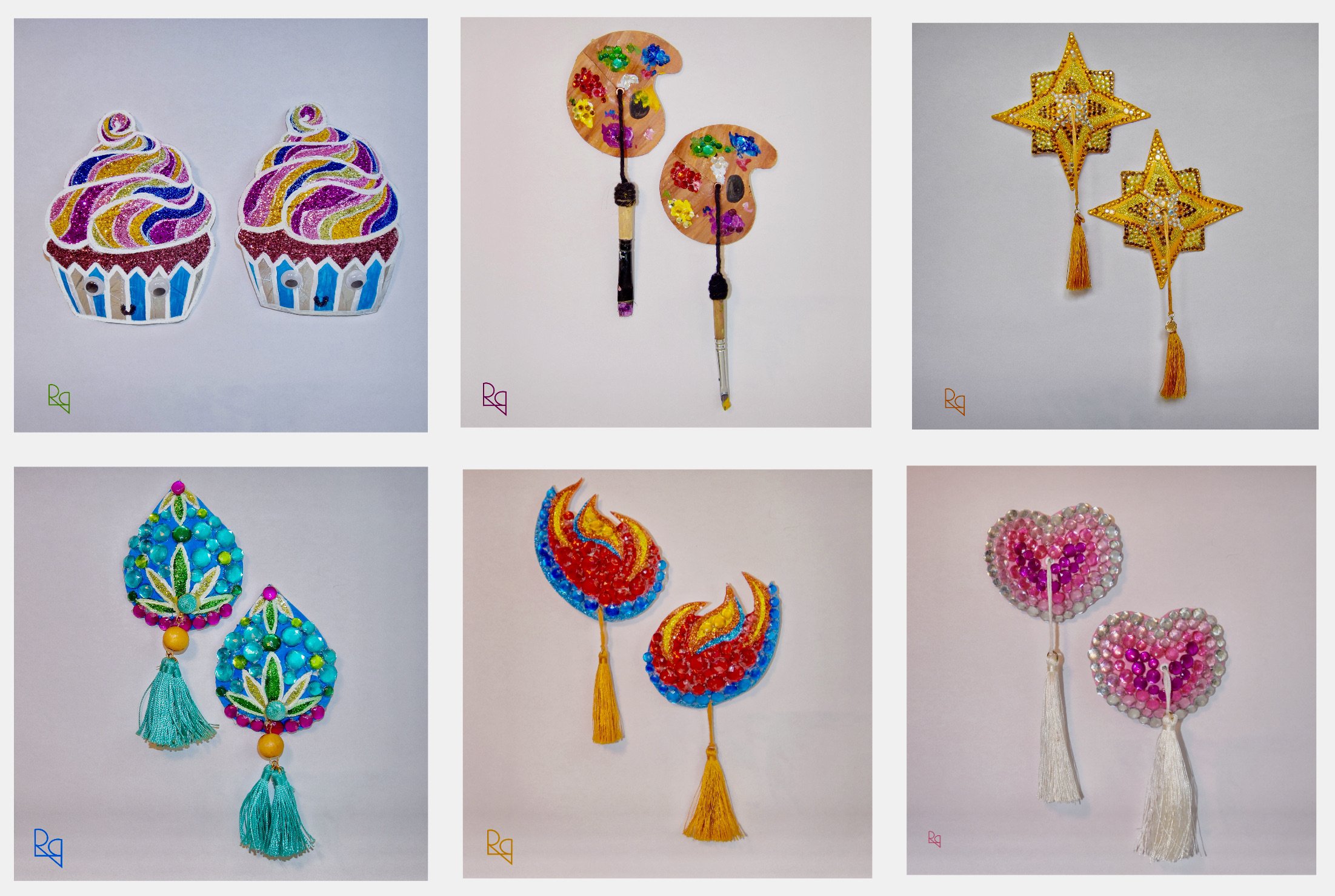 Assorted Pasties - 2019-2020 - Paperboard, Fabric, Rhinestones, Glitter, Acrylic Paint, Mixed Media