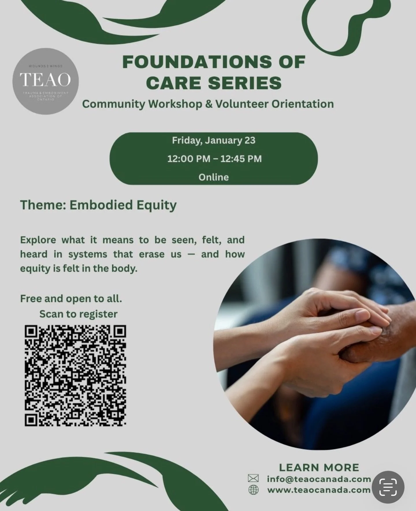 In December, our Foundations of Care Series at TEAO Canada  explored a powerful question:

What does trauma teach us about survival and safety?

One key insight stayed with many of us.
Trauma teaches survival, not safety.

The nervous system learns h