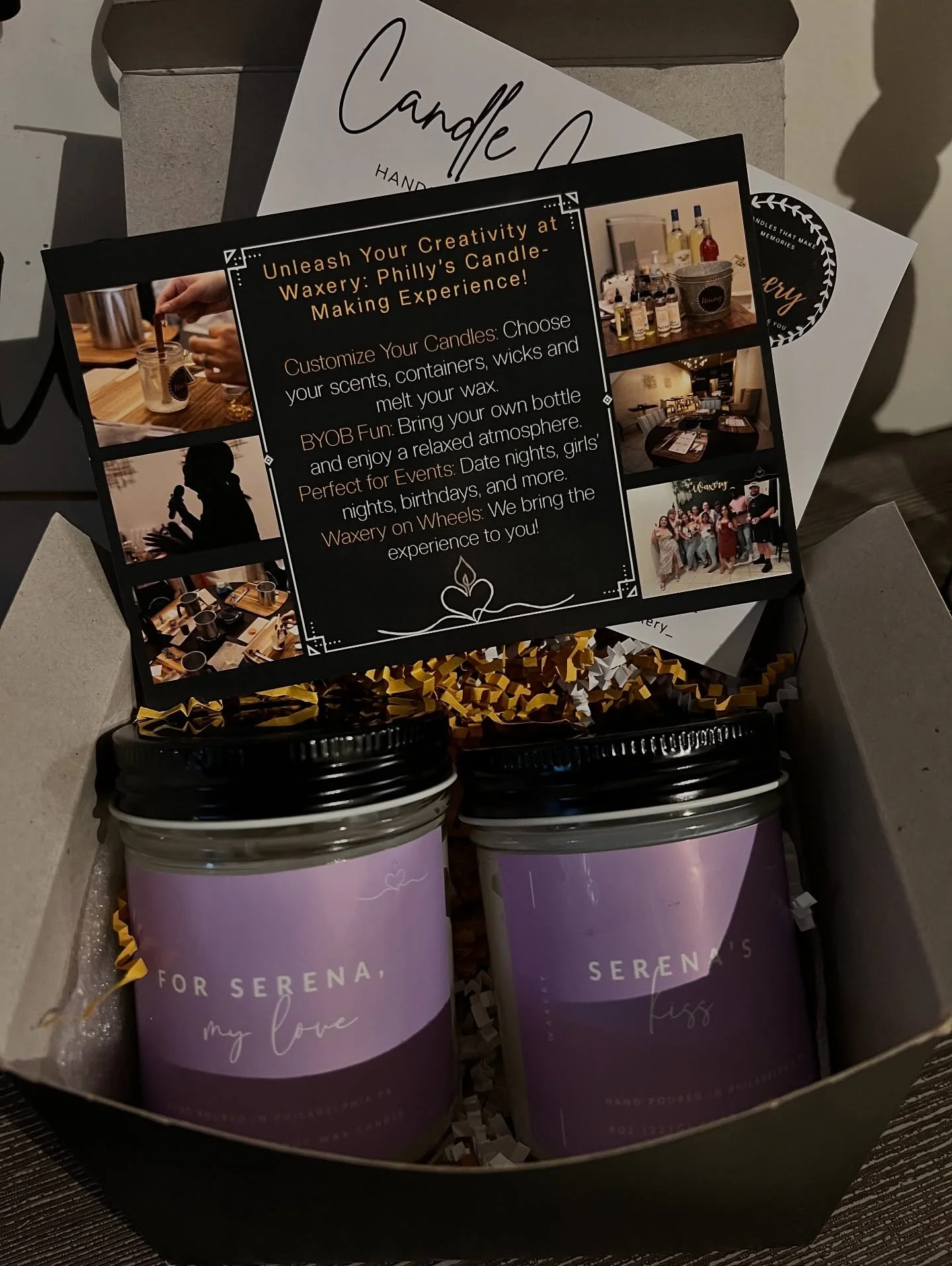 Because every scent tells a story 💌 Create candles with names, messages, or moments that mean something to you. Custom labels now available! #WaxeryExperience #CandleLove #personalizedgiftsarethebestgifts❤️ #holidayseason❤️