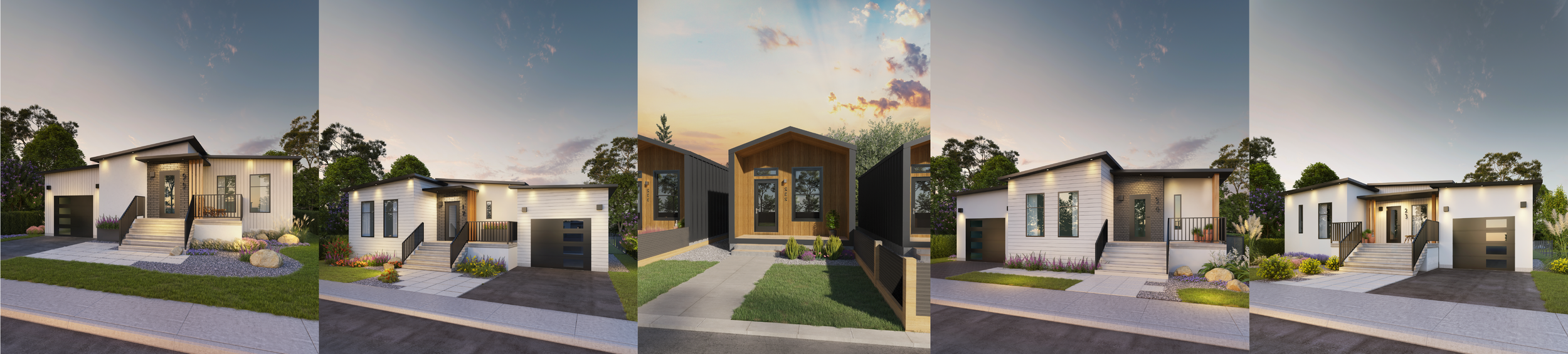 3D renderings of houses that can be built for clients