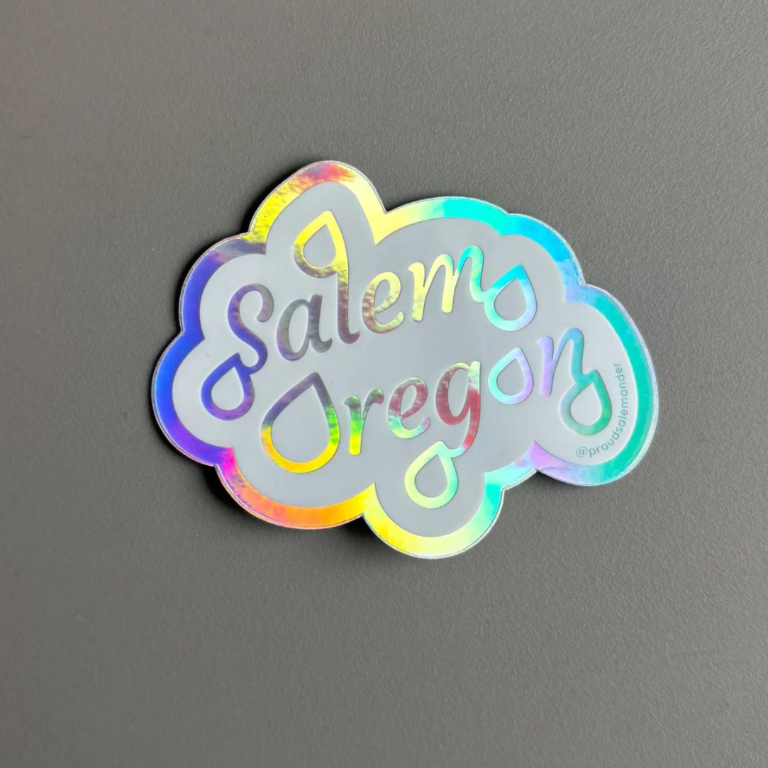 Metallic Silver Lining Salem Rain Cloud Sticker