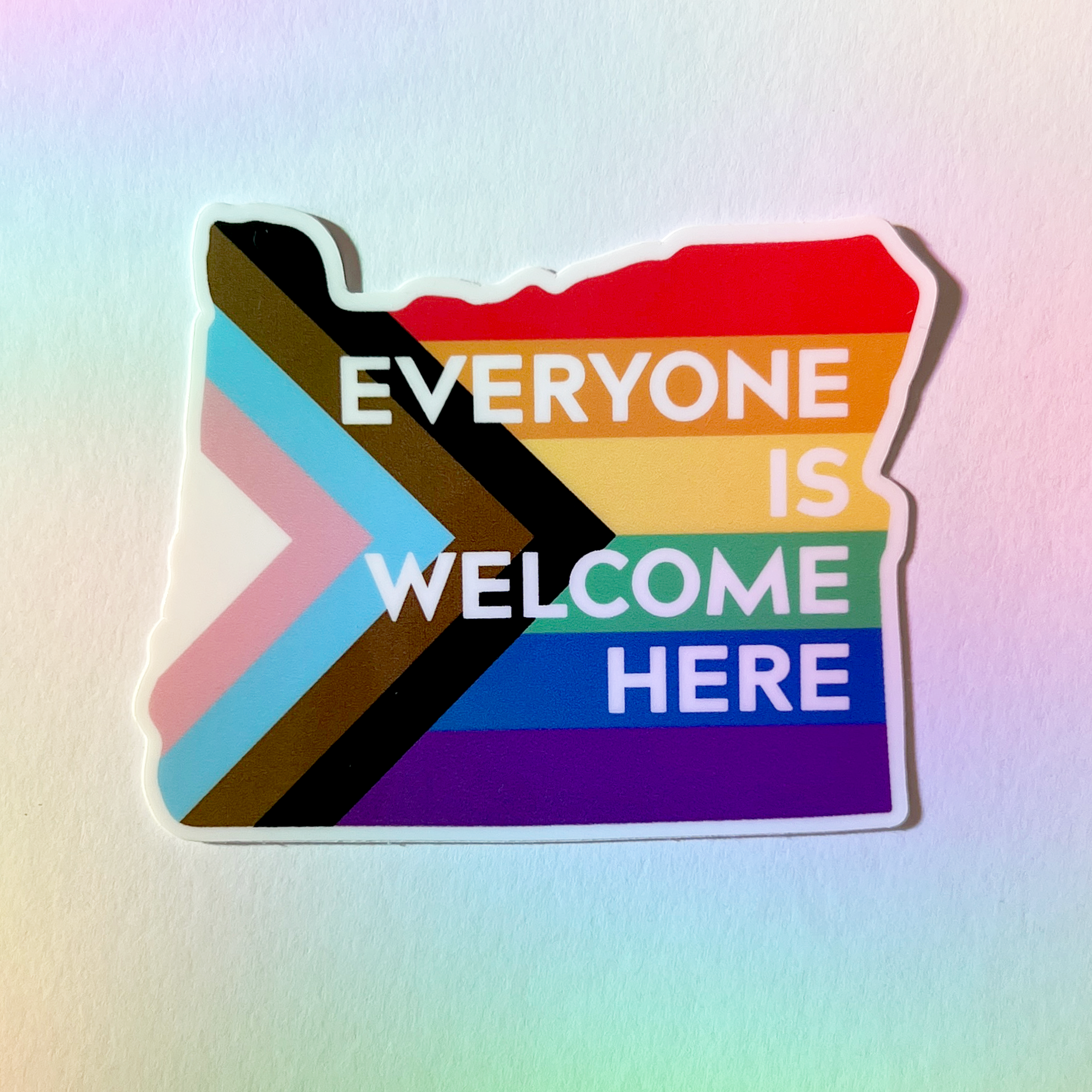 Oregon Pride Flag Everyone Is Welcome Here Sticker