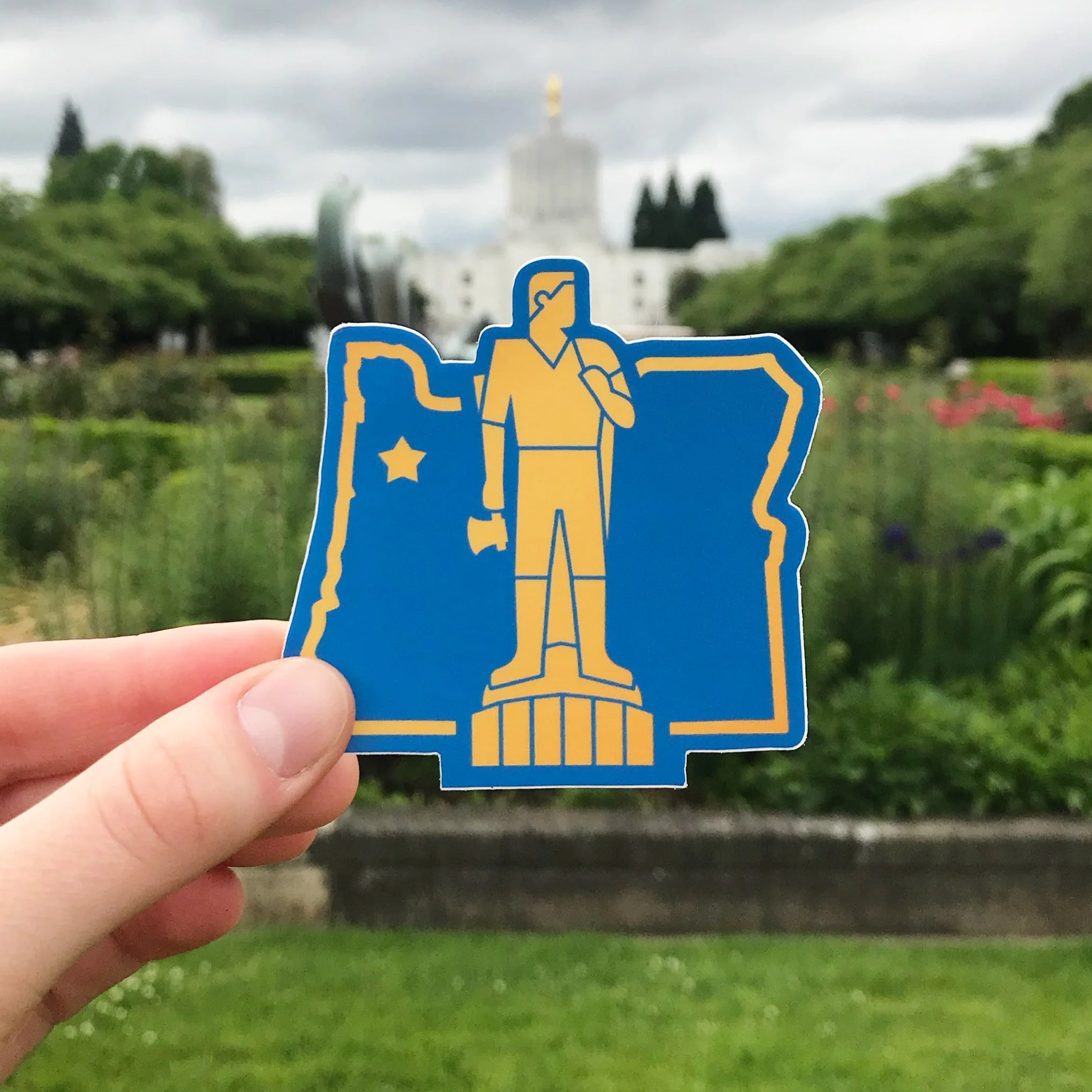 Salem Oregon Gold Man Sticker