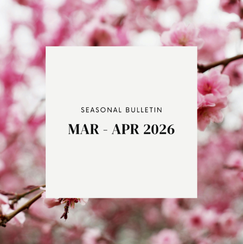 A cover page for a fall bulletin with a background of orange and yellow flowers and green leaves, containing text that reads "FALL BULLETIN SEP - DEC 2025."