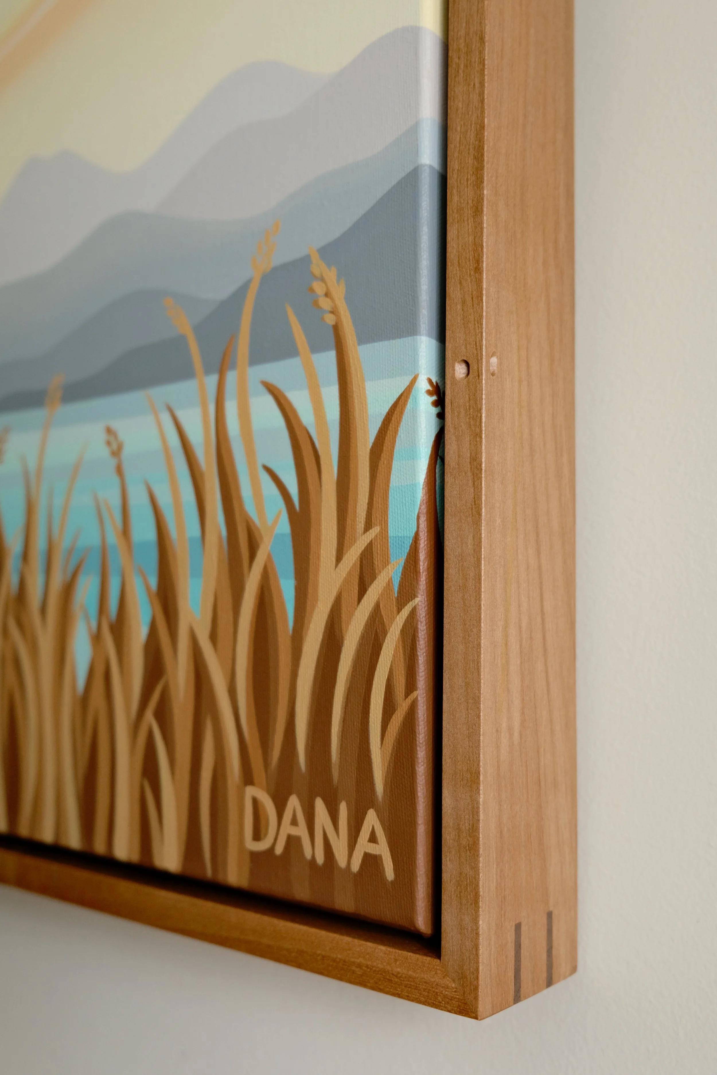 Detail of the hand built arbutus frame for "Lost and Found"