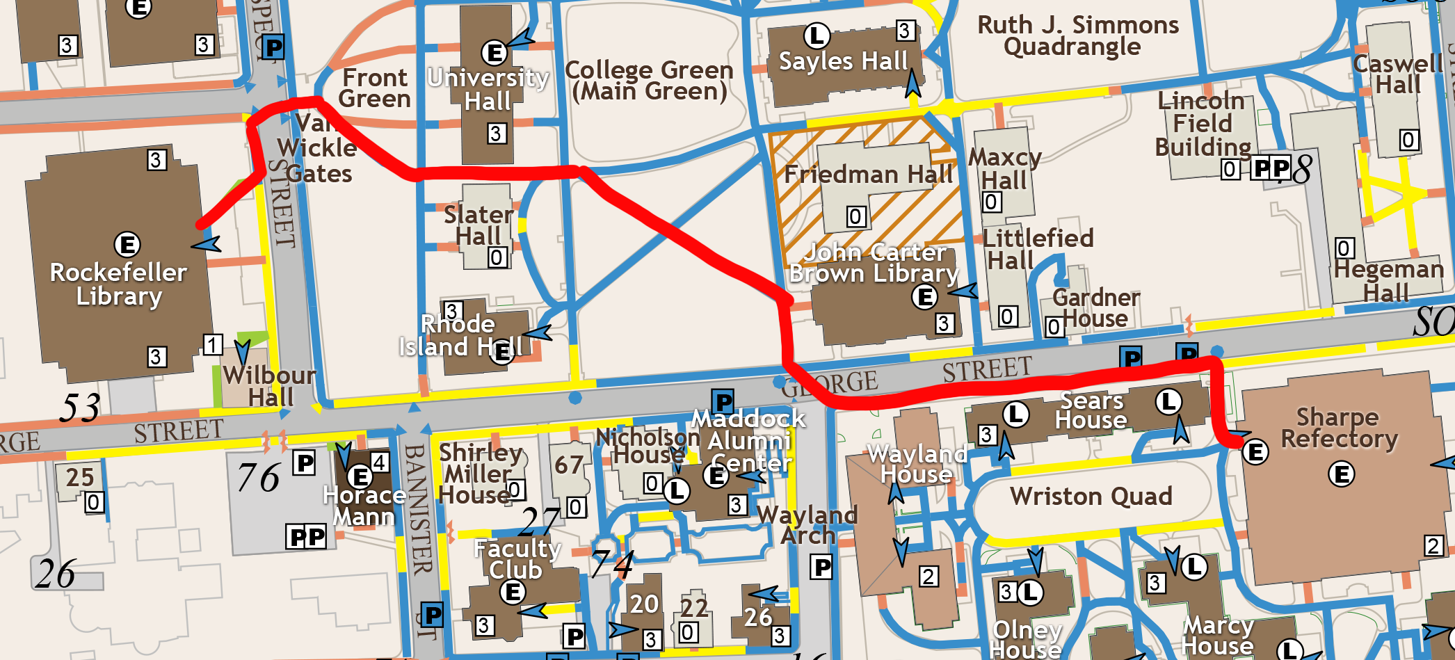 Accessible vs. efficient: an investigation into Brown's most-utilized paths and shortcuts