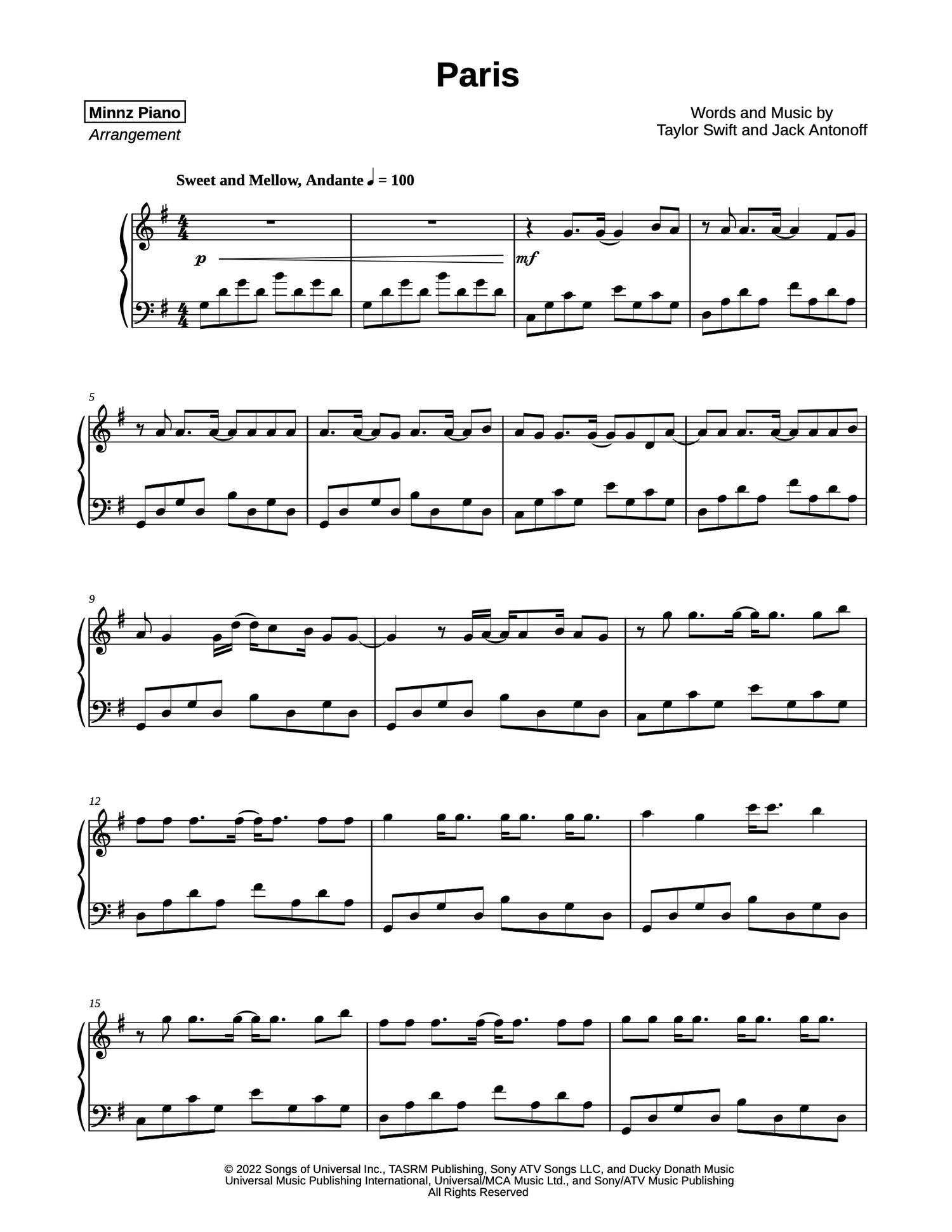 Taylor Swift Glitch Sheet Music (Leadsheet) in A Major