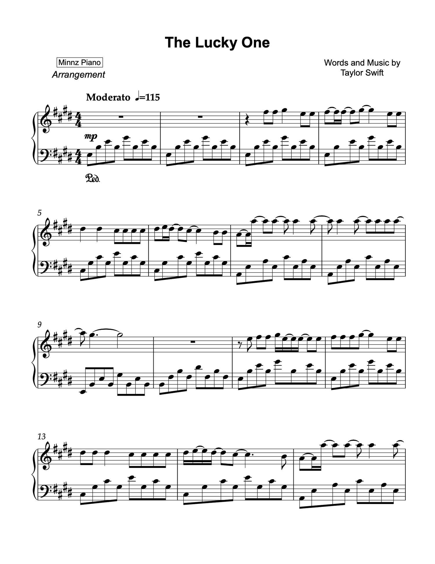 Glitch Sheet Music, Taylor Swift