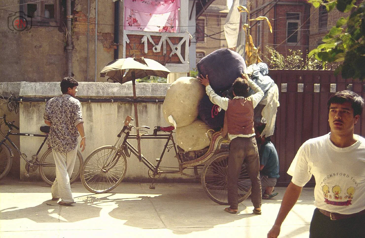 Collecting the laundry - Kathmandu hotel