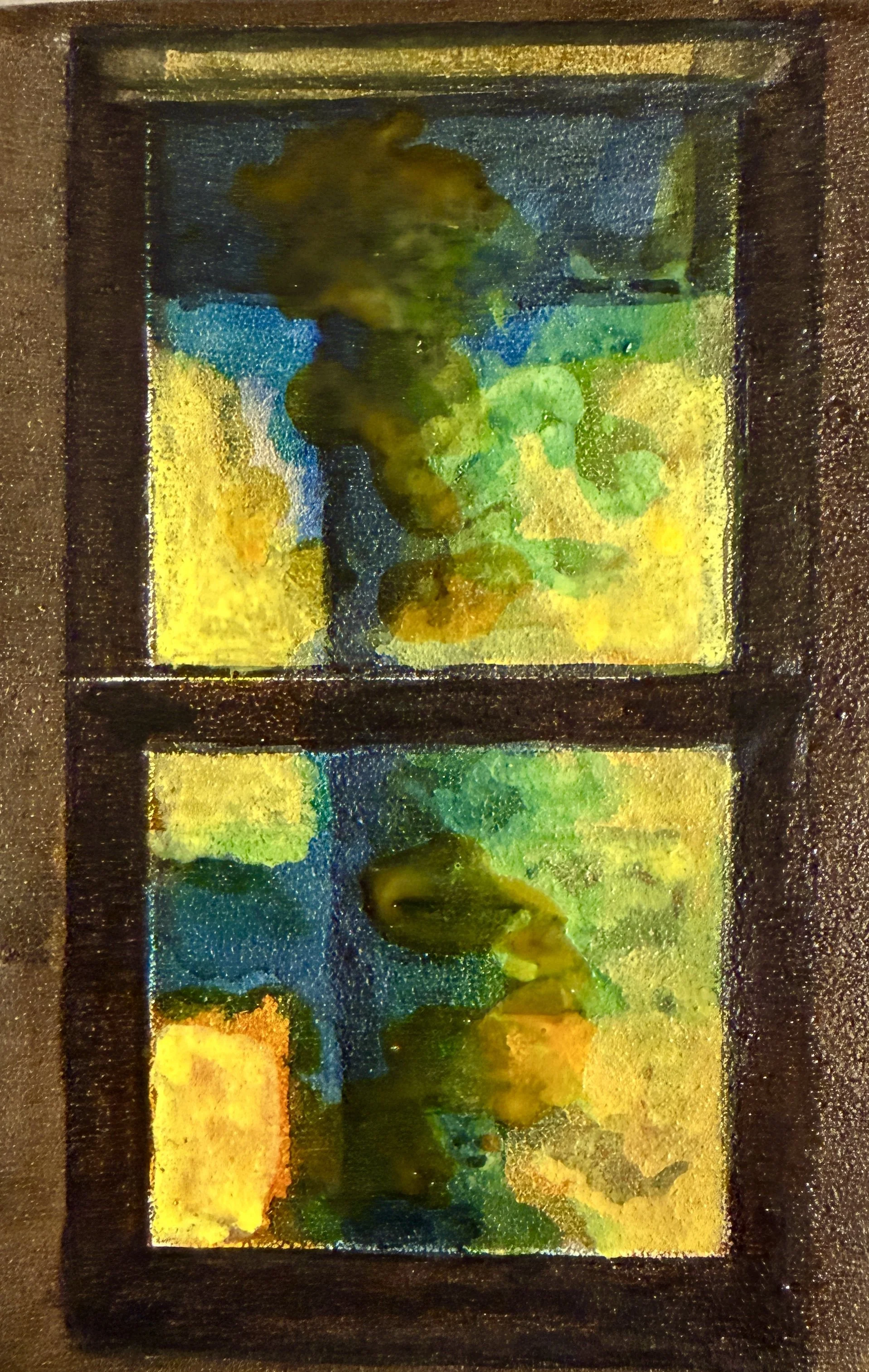 "Night Window", watercolor and ink, 6 x 4 inches, 2026