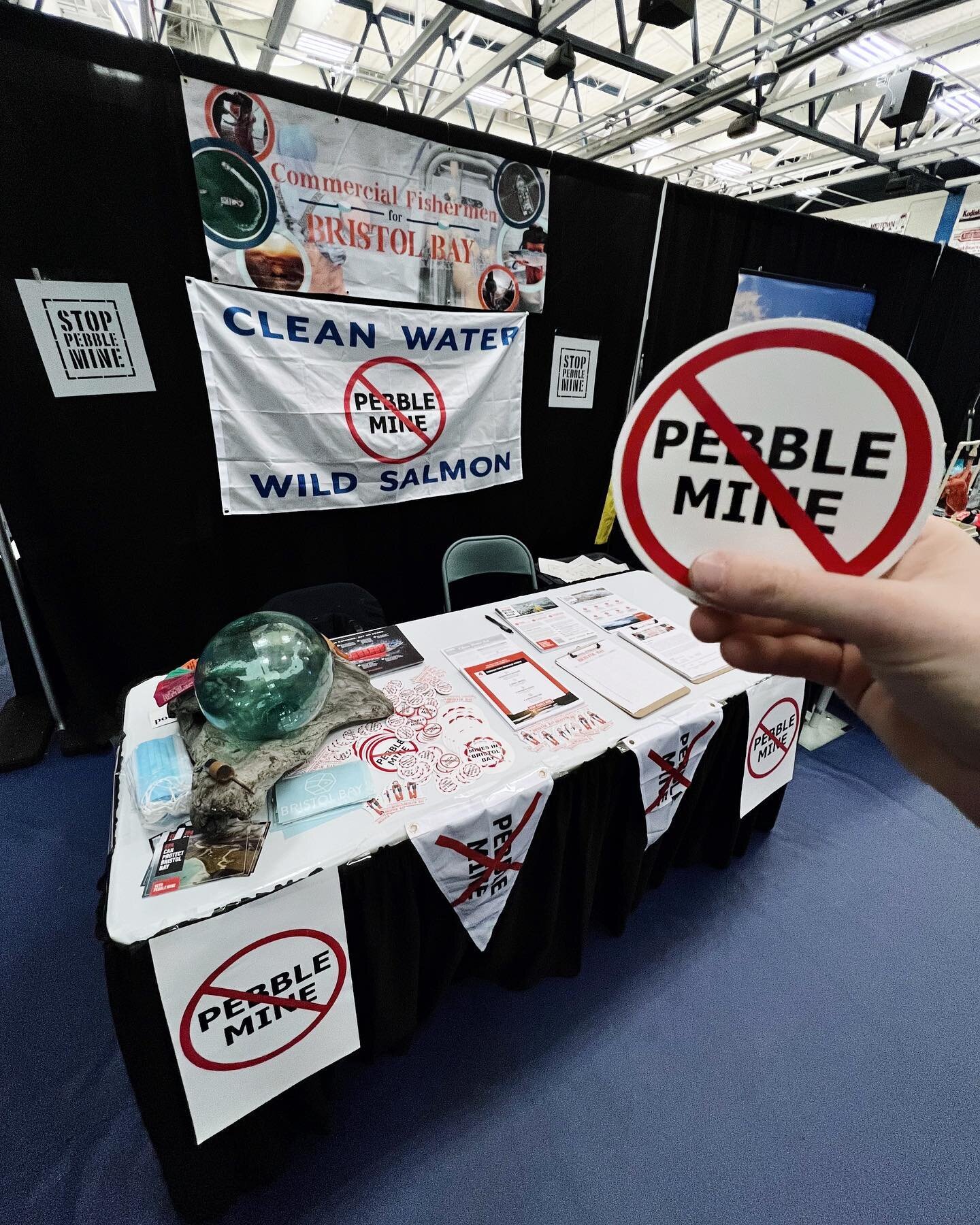 A battle was won but the war isn&rsquo;t over! 🗣️🚨🗣️ Stop by our booth at @comfishalaska to re-up your anti pebble merch, get an update, and see what our next steps are! #NoPebbleMine #BristolBayForever