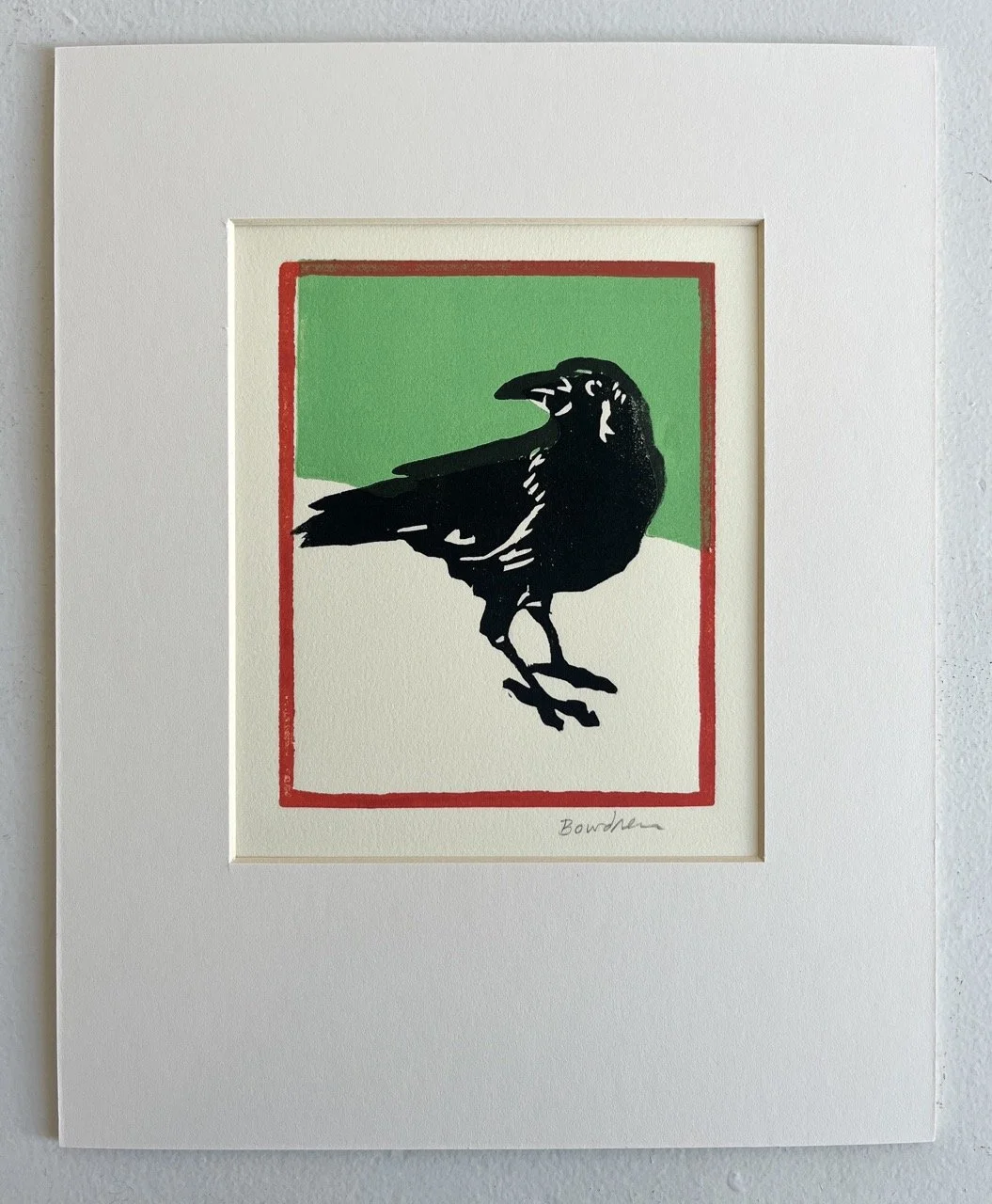 Crow, snow, and grass