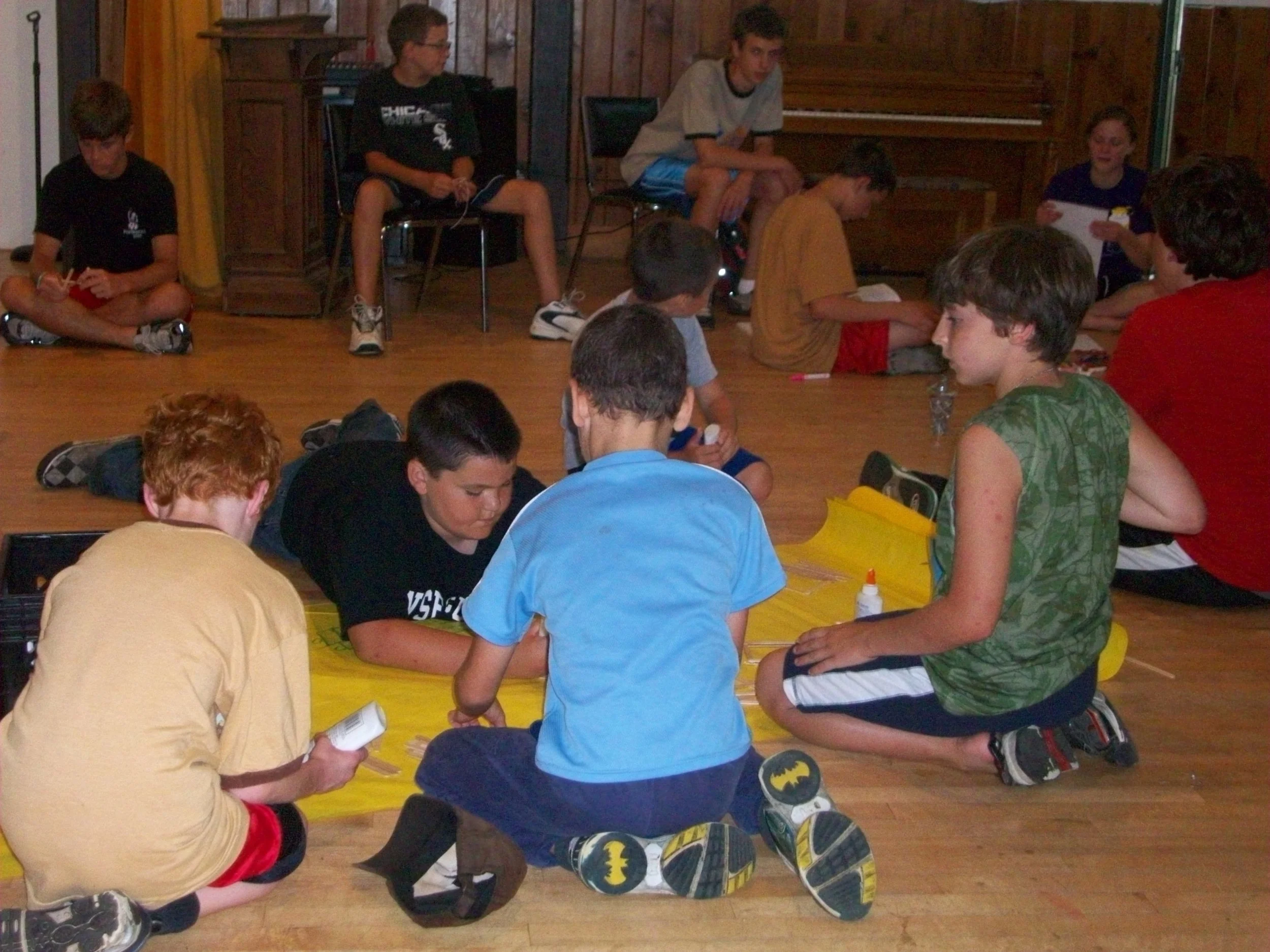 Boys Camp 2008 - Campers doing activities in the Alford Lodge