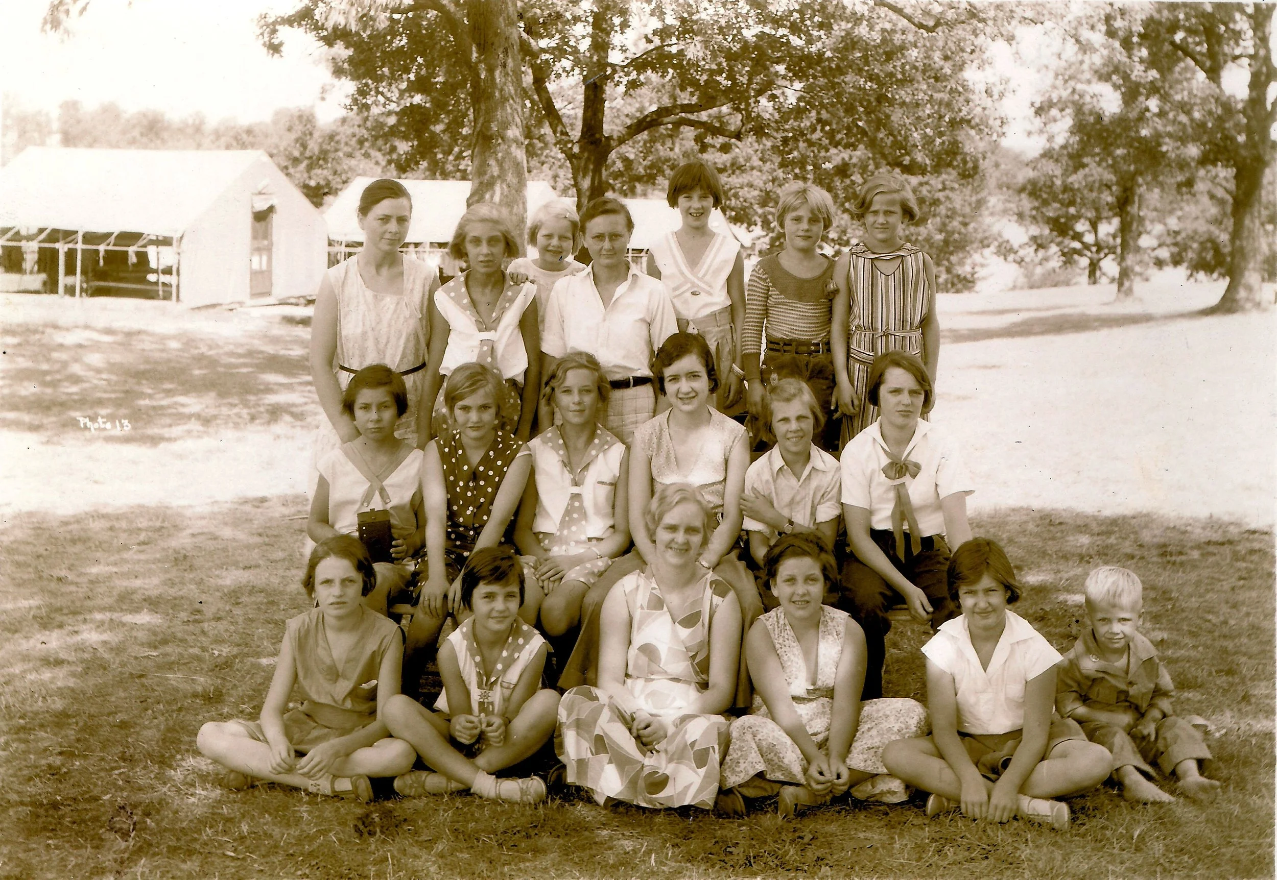 1930s - Group photo in front of the tents