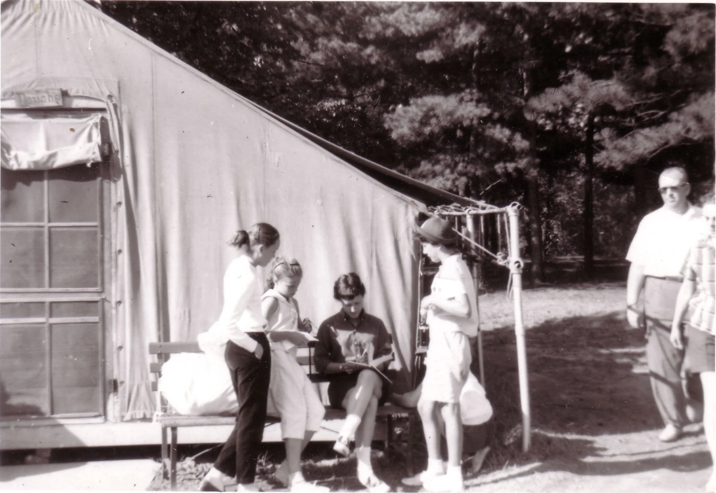 1958 - Girl campers in front of the Navaho tent