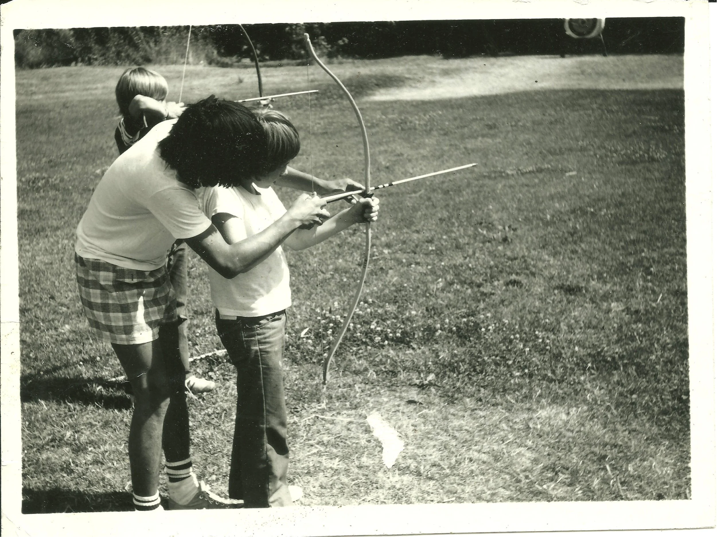 1970s - Campers learning how to do archery on the Archery Range