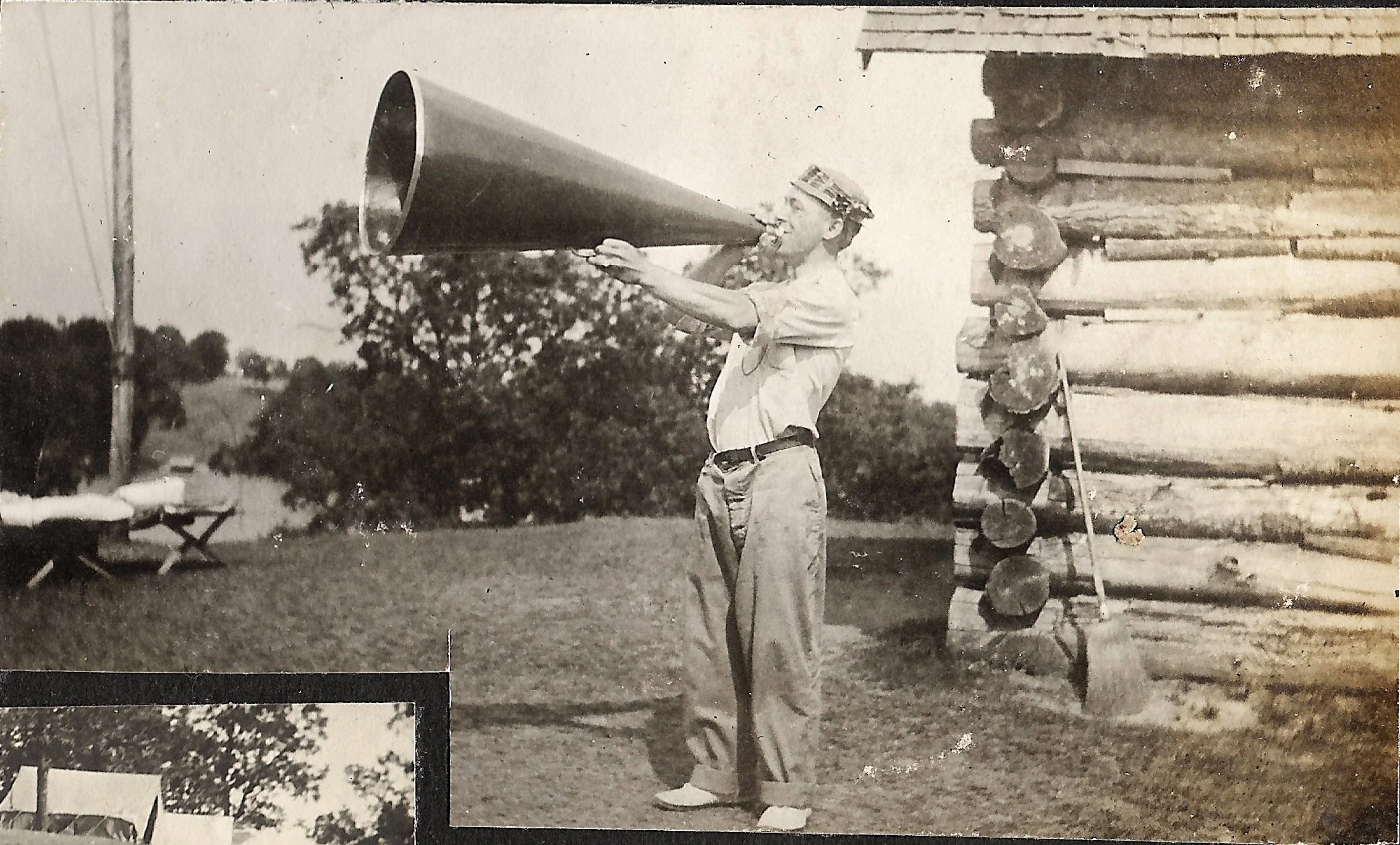 1900s - W.H. Wones makes an announcement outside of the Headquarters Building